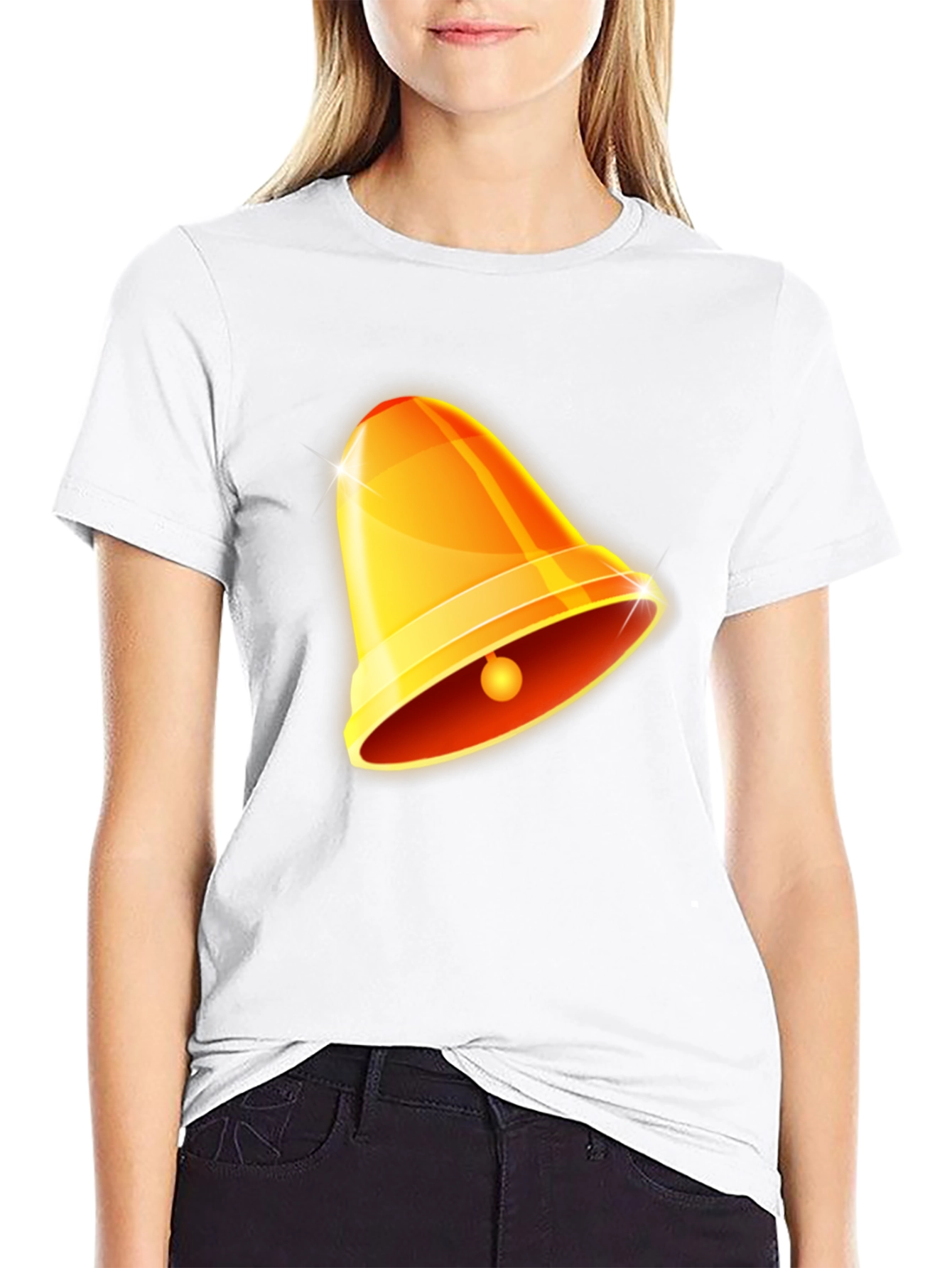 Golden Bell Graphic Tee - Black Cotton Casual Shirt