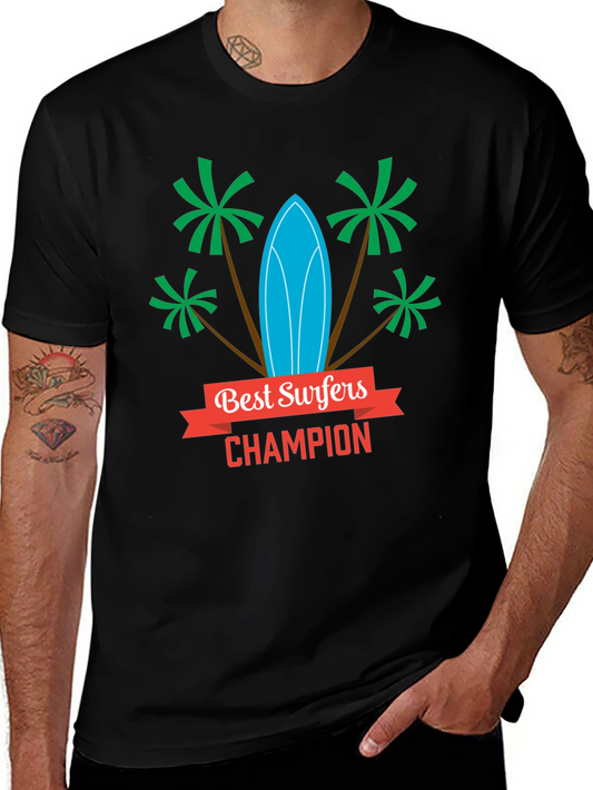 Best Surfers Champion Graphic T-Shirt - Beach Style