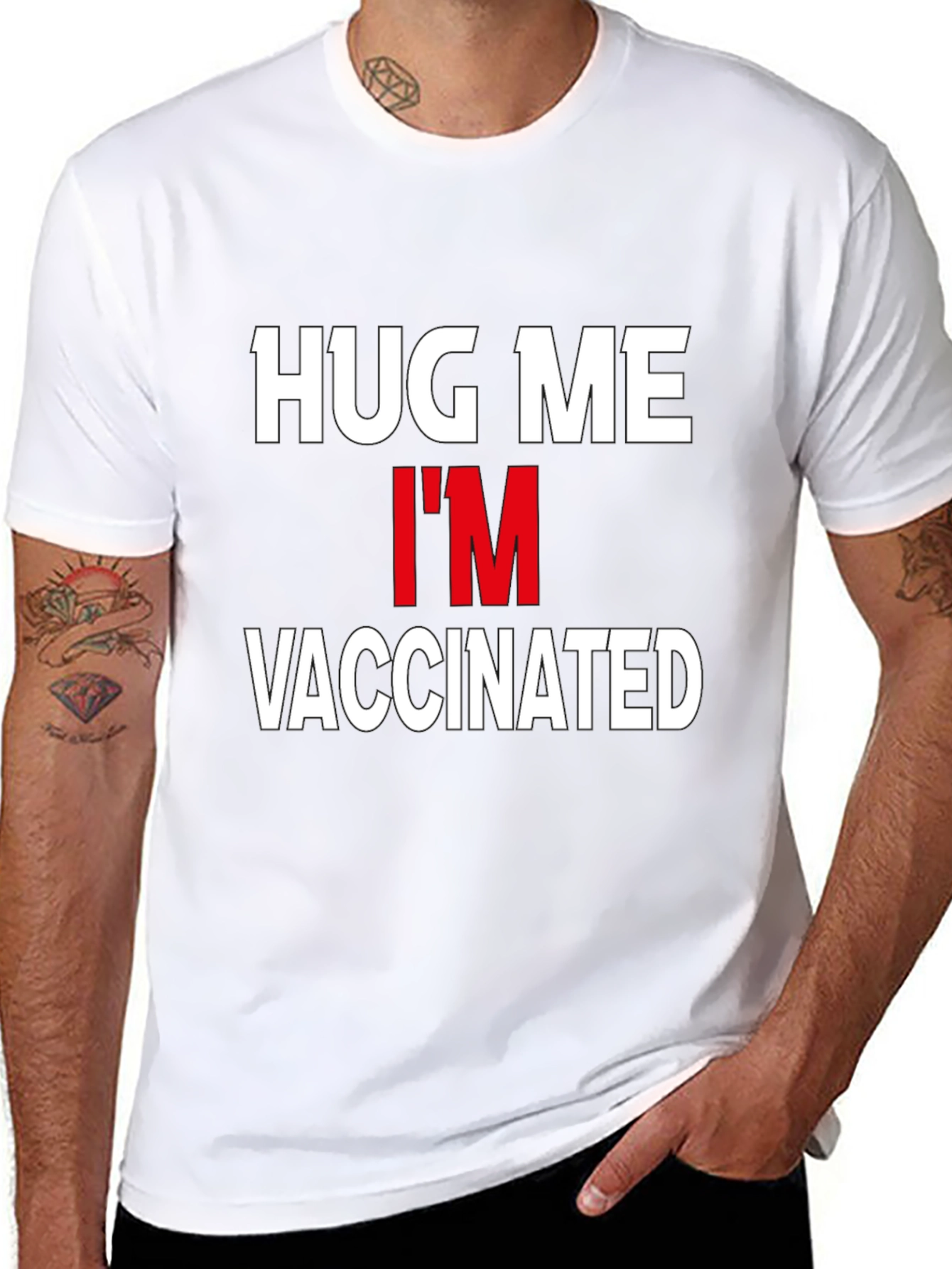 Hug Me Im Vaccinated T-Shirt - Black Cotton Tee
