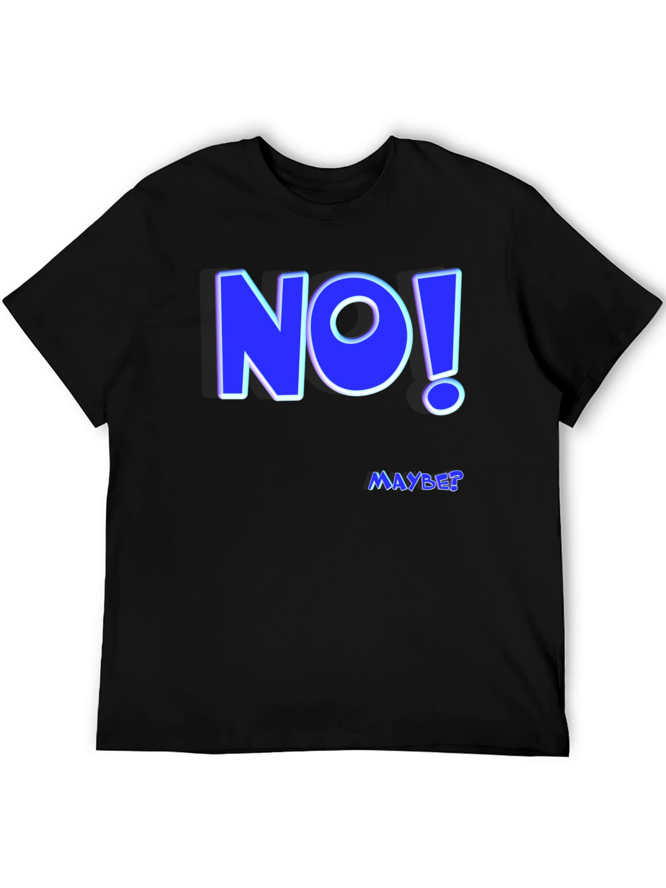 Funny NO! MAYBE? Graphic Tee - Mens Black T-Shirt