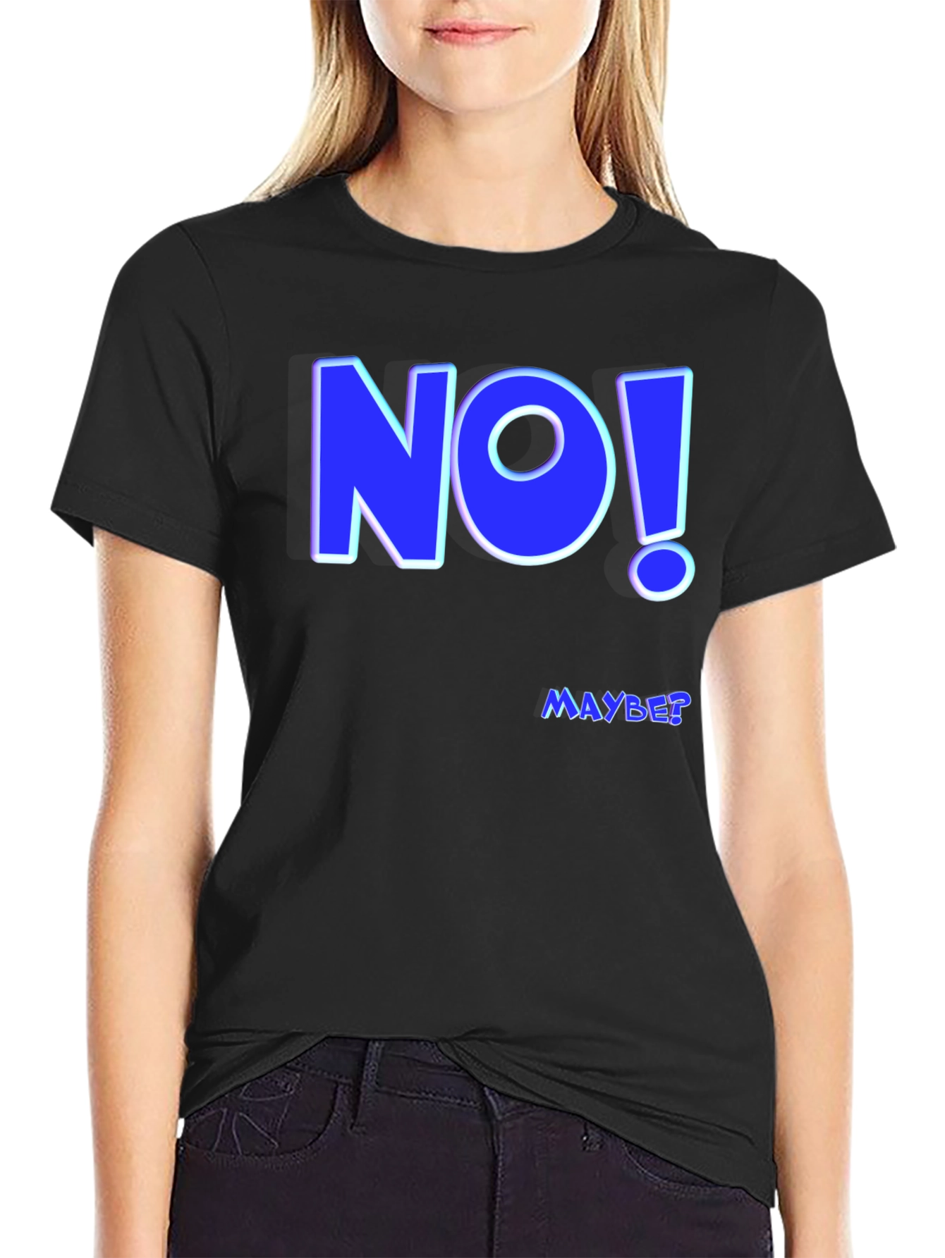 Funny NO! MAYBE? Graphic Tee - Mens Black T-Shirt