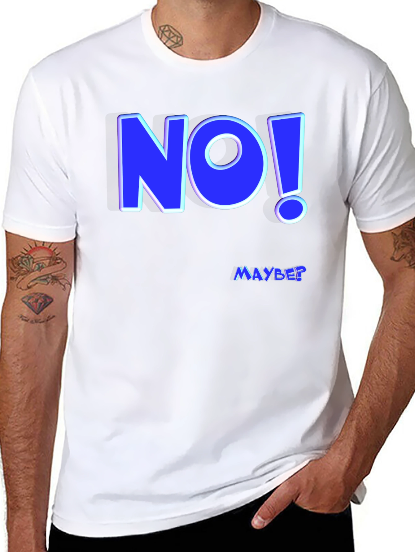 Funny NO! MAYBE? Graphic Tee - Mens Black T-Shirt