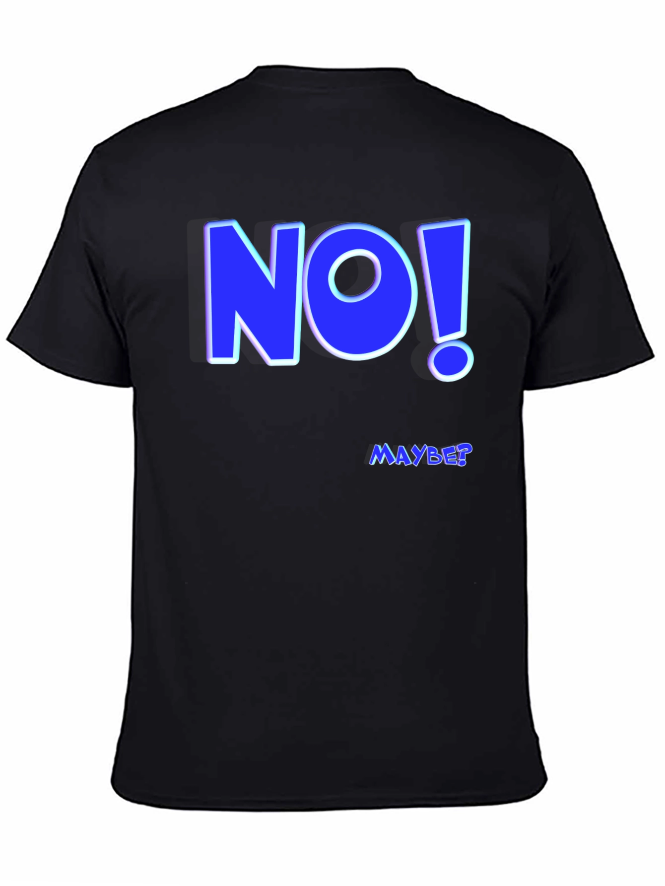 Funny NO! MAYBE? Graphic Tee - Mens Black T-Shirt