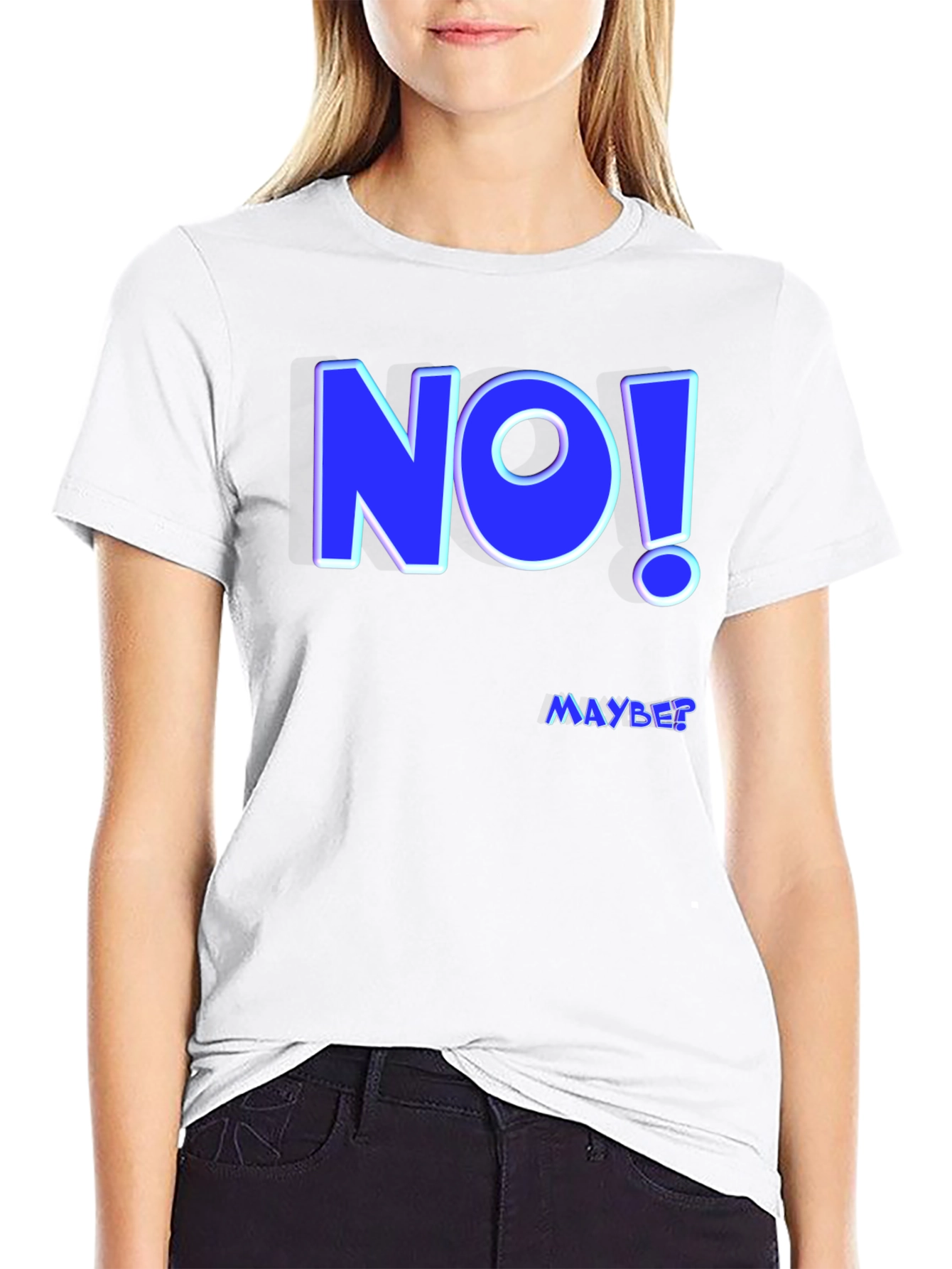 Funny NO! MAYBE? Graphic Tee - Mens Black T-Shirt