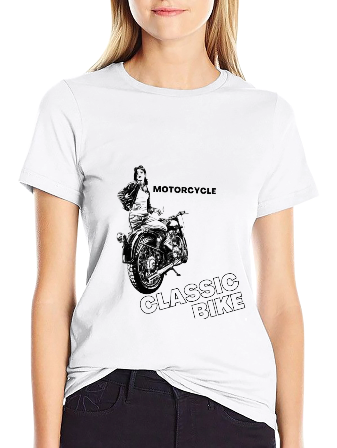 Motorcycle Classic Bike Graphic Tee - Black