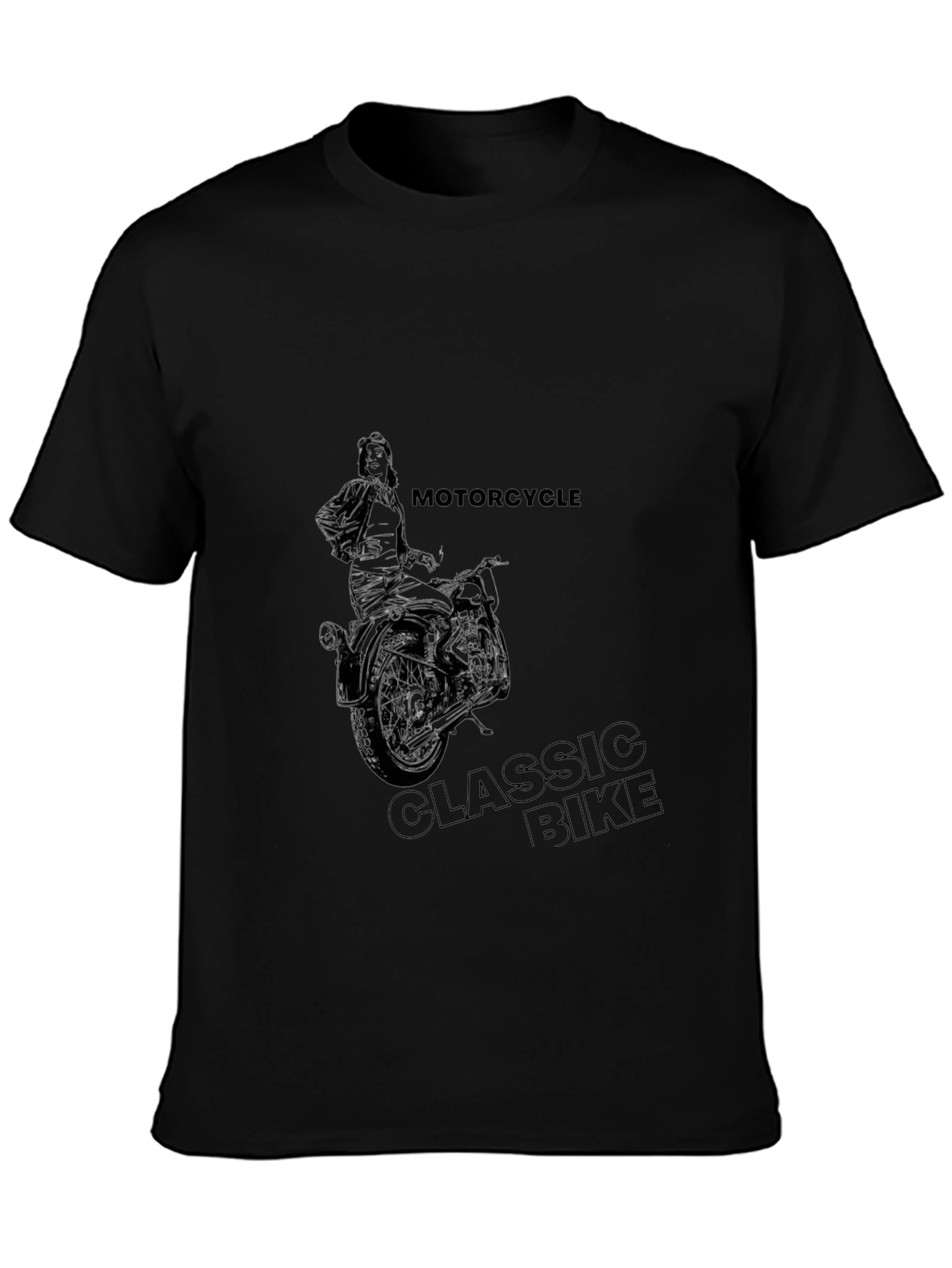 Motorcycle Classic Bike Graphic Tee - Black