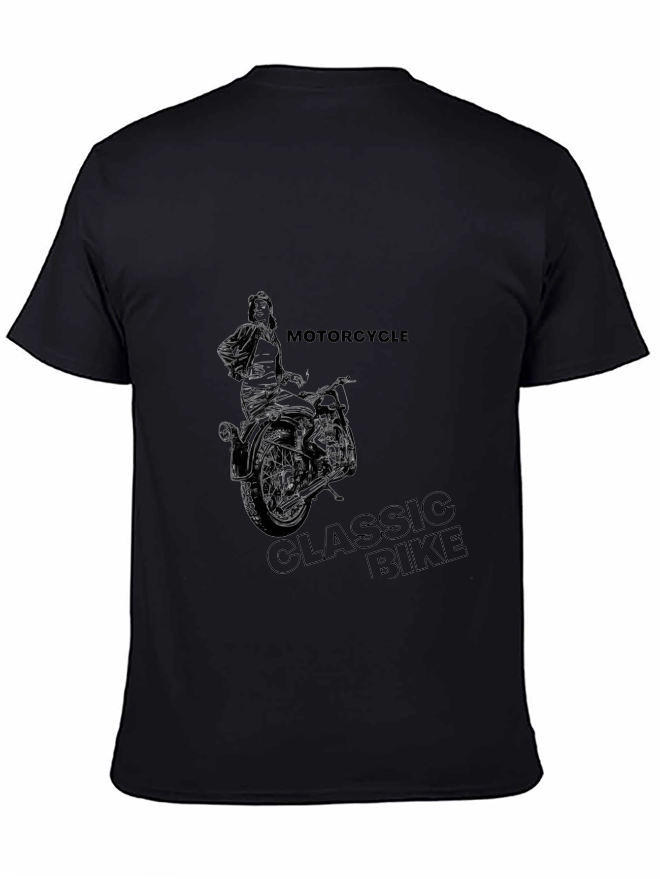 Motorcycle Classic Bike Graphic Tee - Black