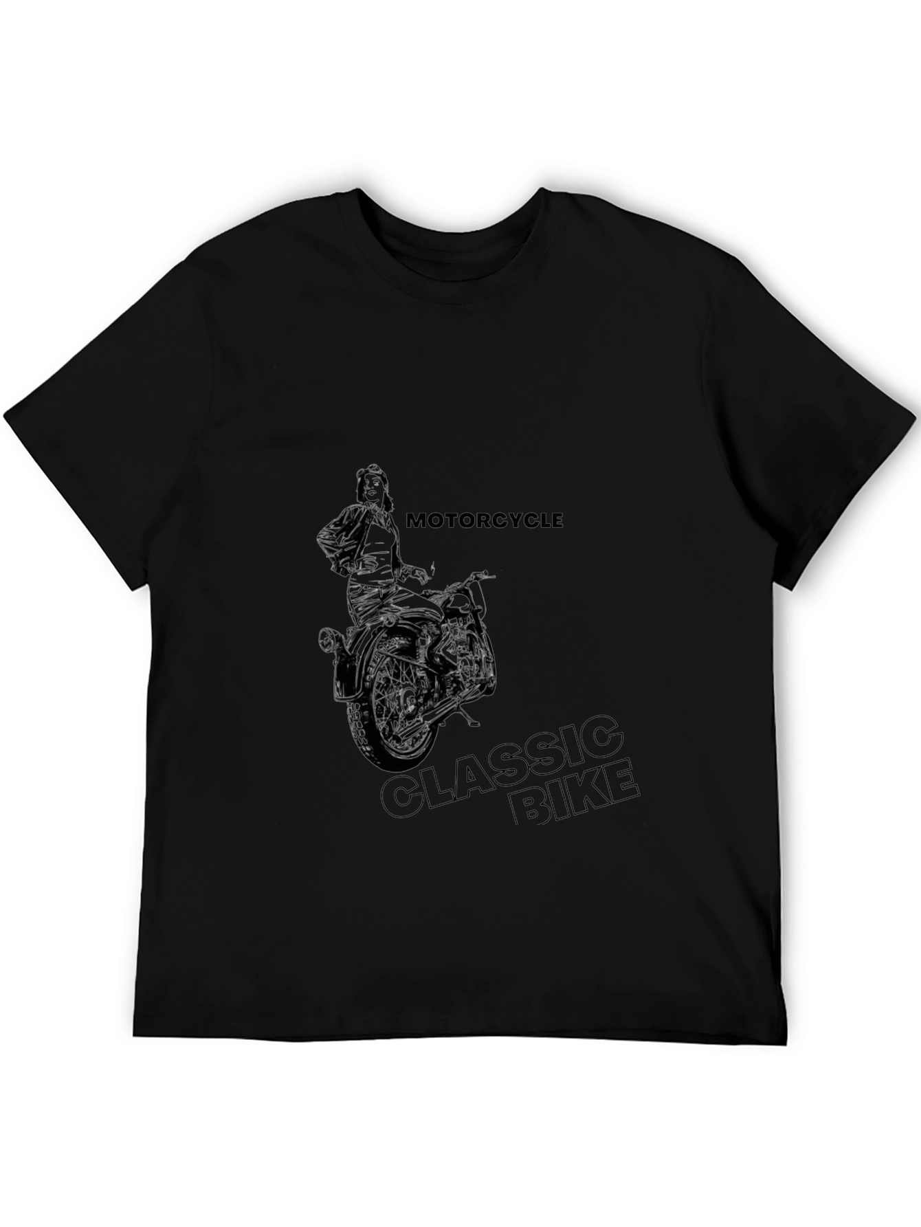 Motorcycle Classic Bike Graphic Tee - Black