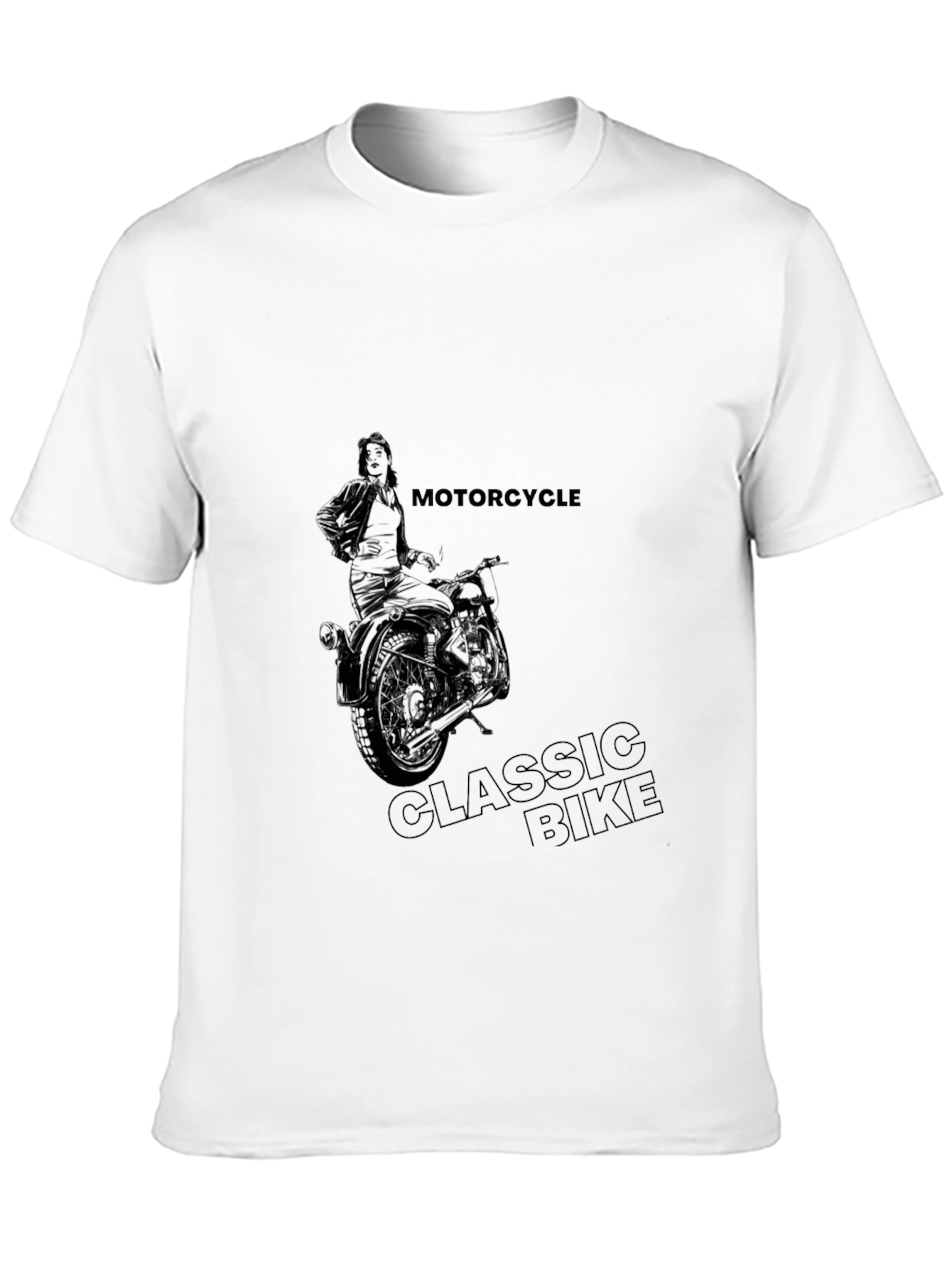 Motorcycle Classic Bike Graphic Tee - Black