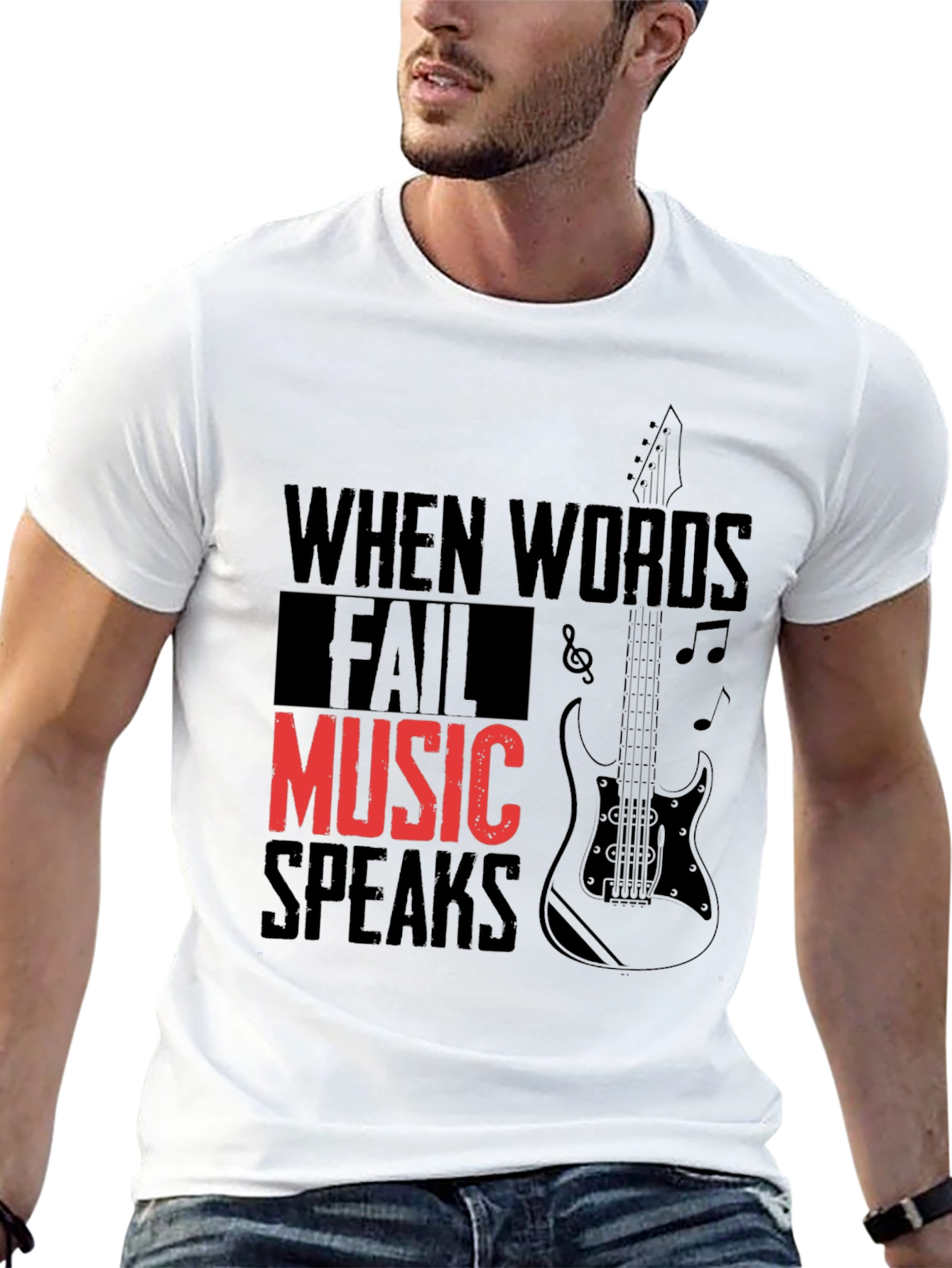 Music Speaks Graphic Tee - Black Cotton T-Shirt