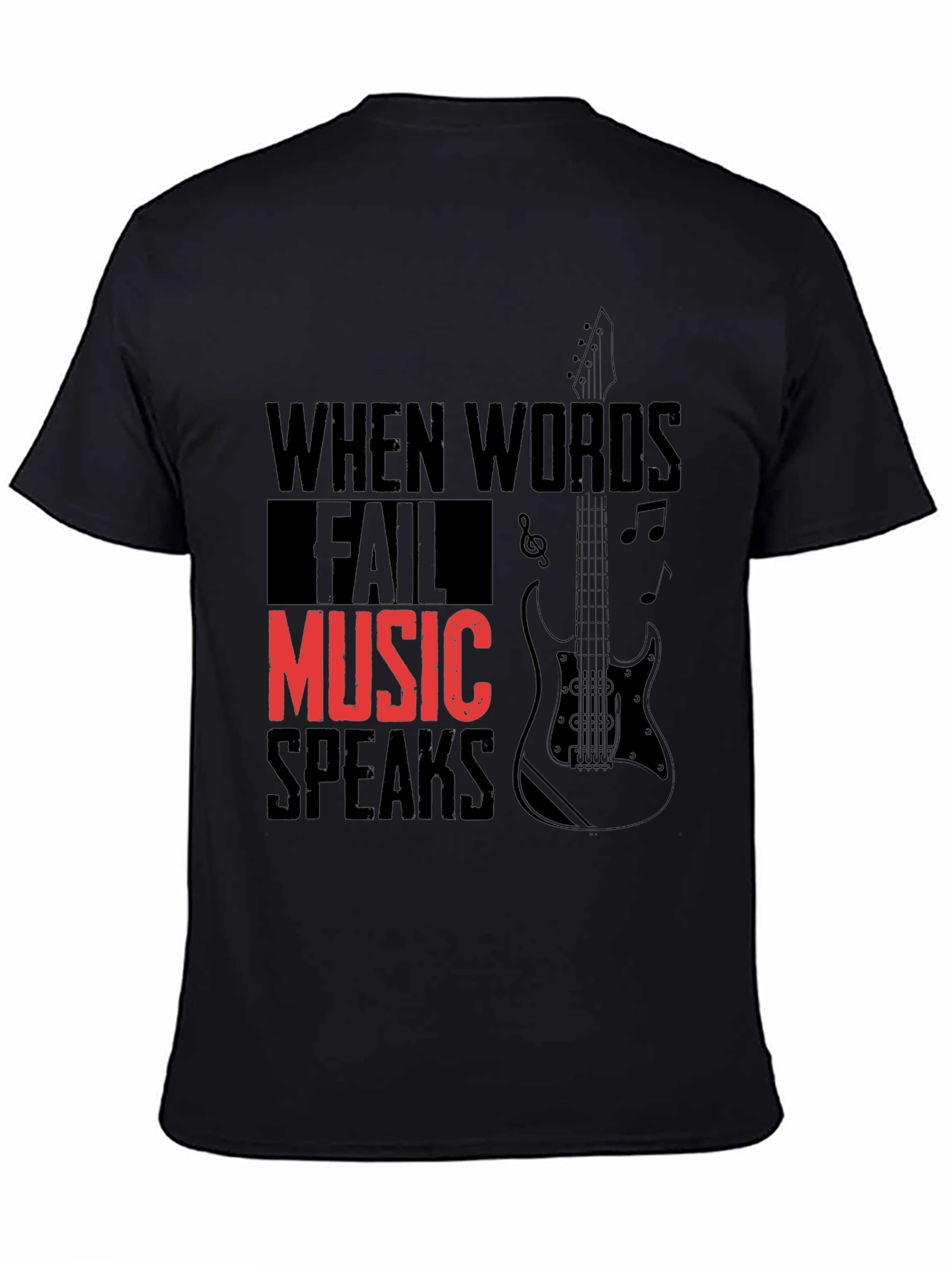 Music Speaks Graphic Tee - Black Cotton T-Shirt
