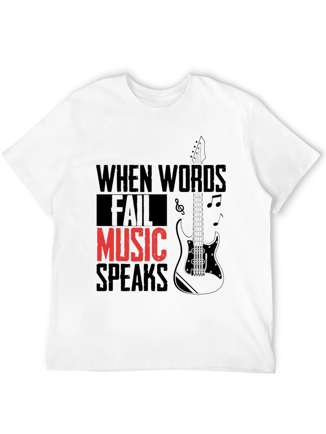 Music Speaks Graphic Tee - Black Cotton T-Shirt
