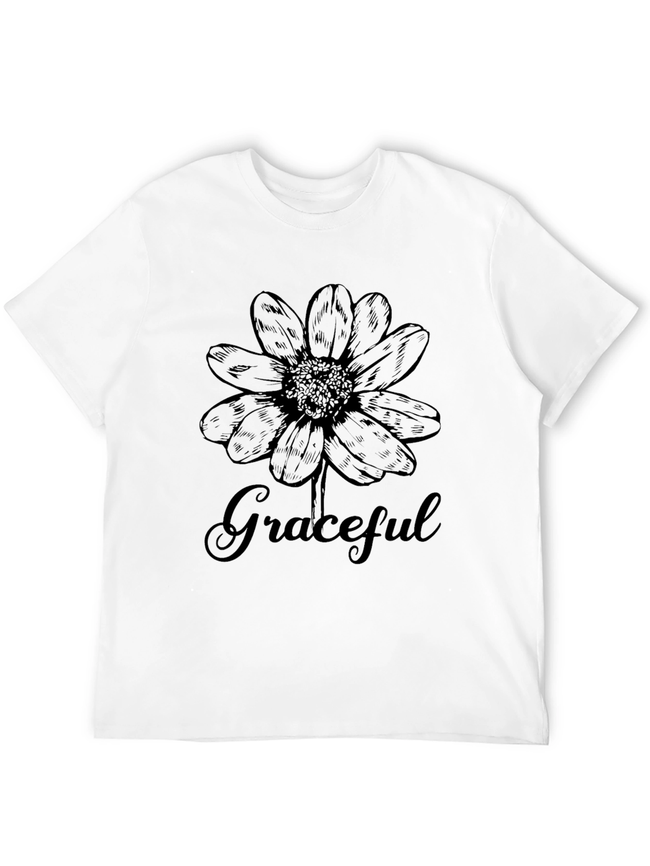 Graceful Floral Graphic T-Shirt - Black