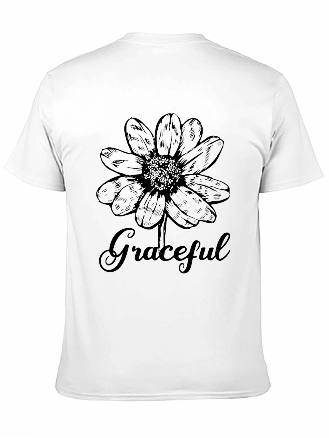 Graceful Floral Graphic T-Shirt - Black