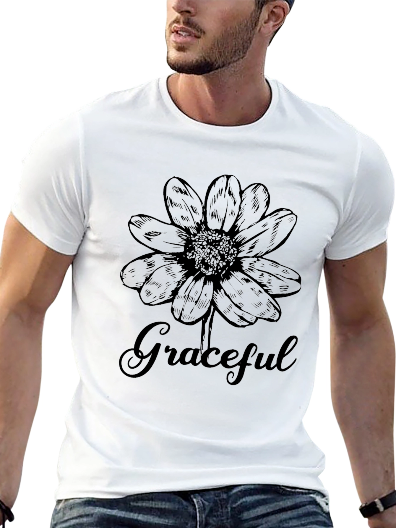 Graceful Floral Graphic T-Shirt - Black