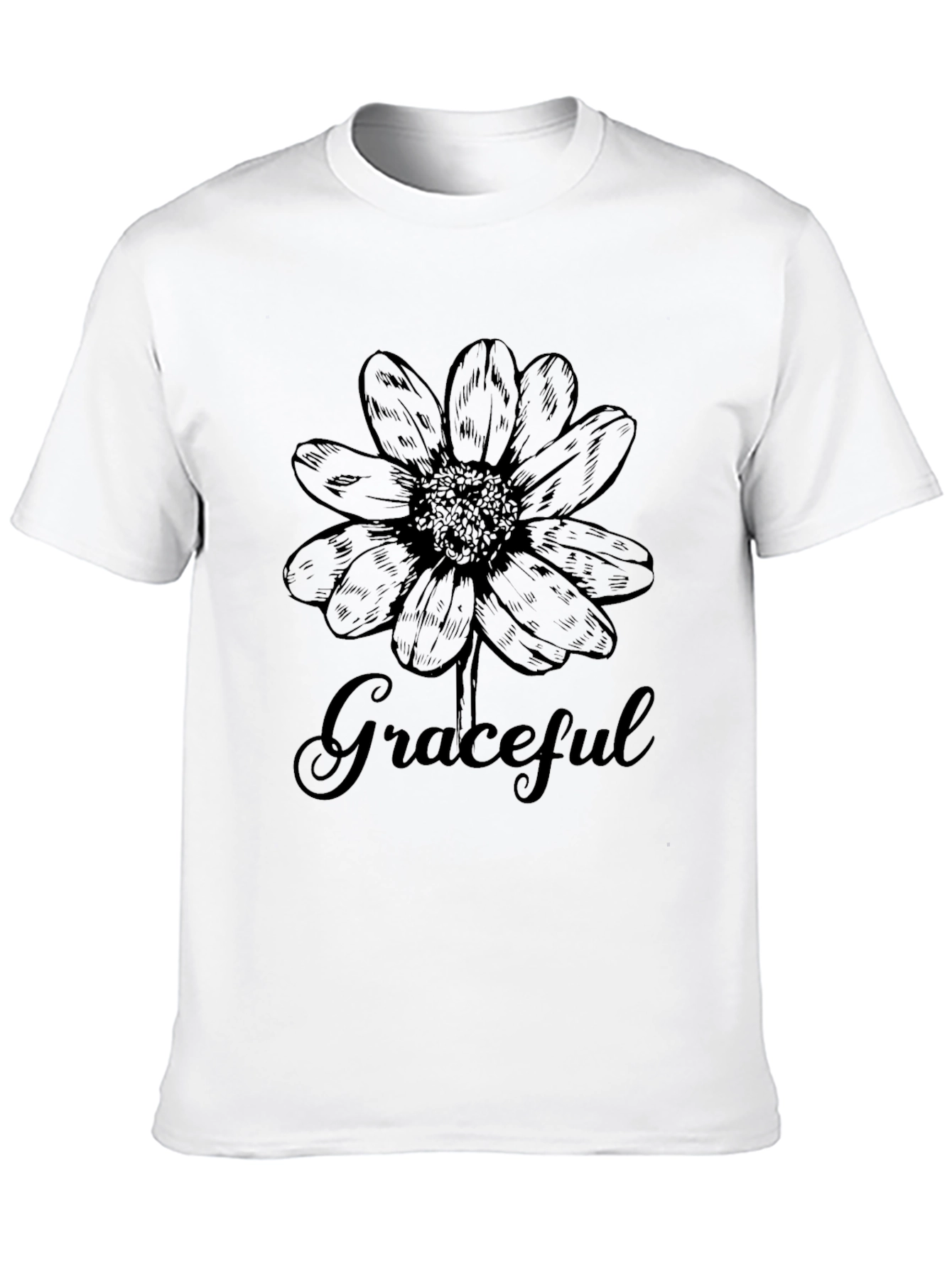 Graceful Floral Graphic T-Shirt - Black