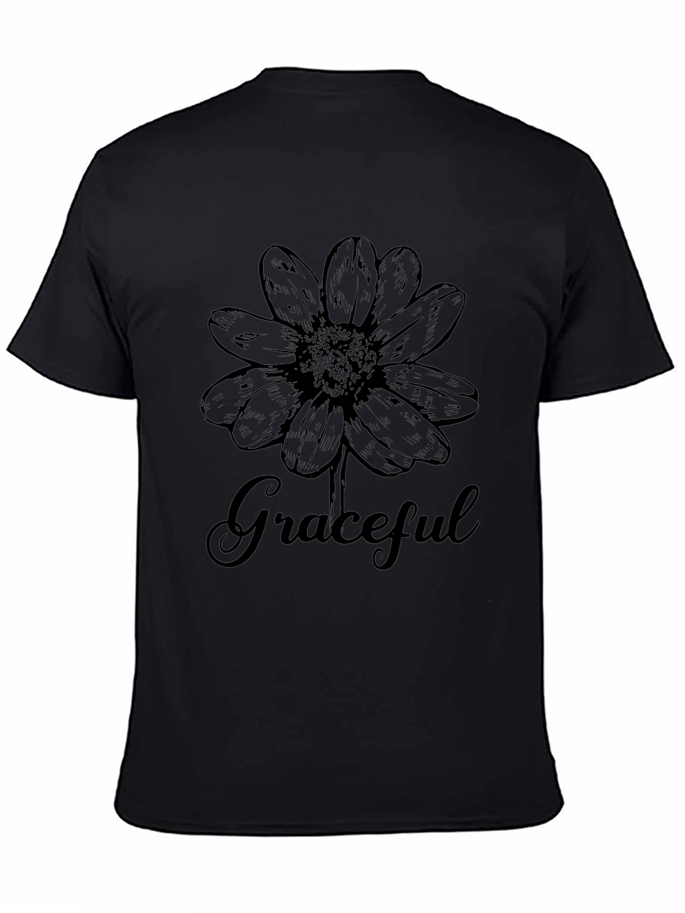 Graceful Floral Graphic T-Shirt - Black