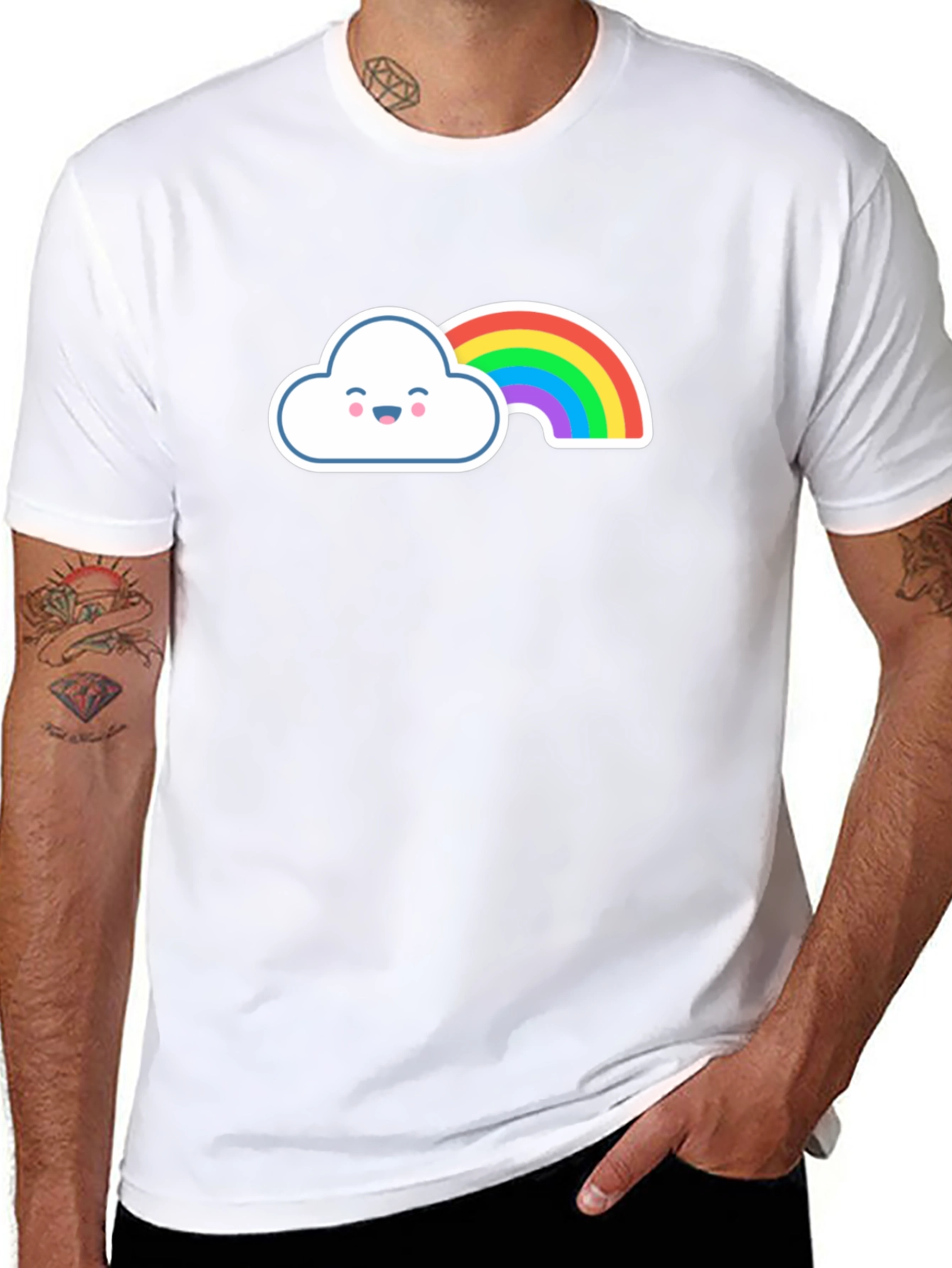 Cute Rainbow Cloud Graphic Tee - Soft Cotton Blend