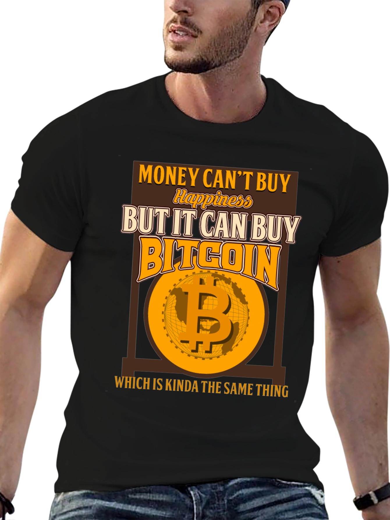 Bitcoin Graphic Tee: Money Cant Buy Happiness T-Shirt