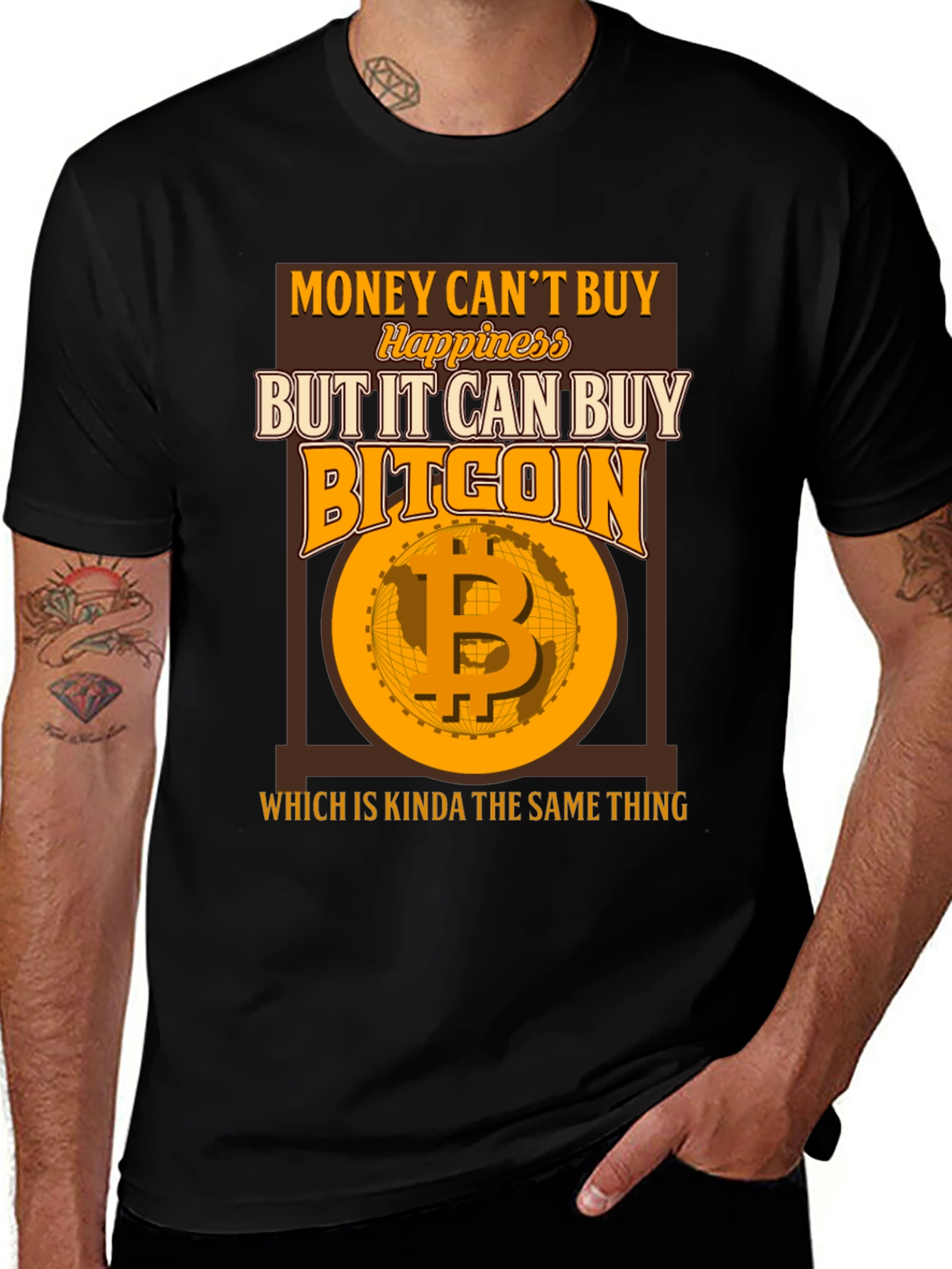 Bitcoin Graphic Tee: Money Cant Buy Happiness T-Shirt