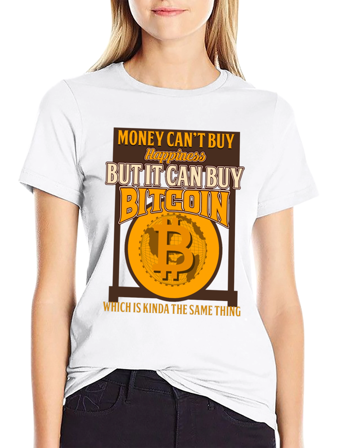 Bitcoin Graphic Tee: Money Cant Buy Happiness T-Shirt