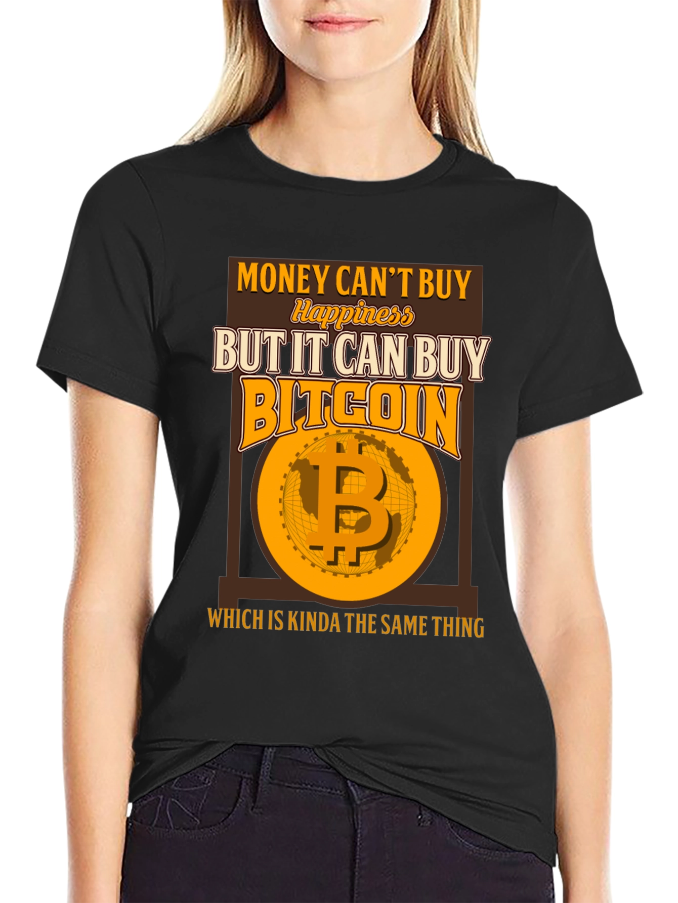 Bitcoin Graphic Tee: Money Cant Buy Happiness T-Shirt