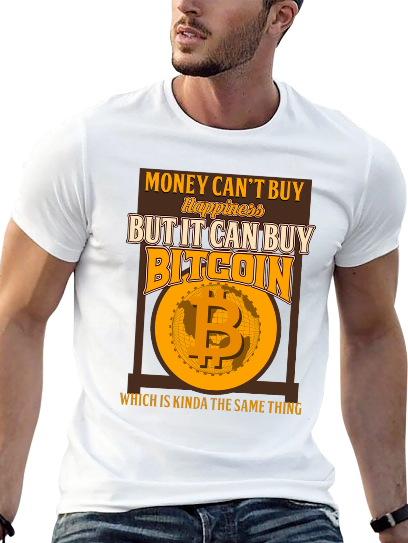 Bitcoin Graphic Tee: Money Cant Buy Happiness T-Shirt