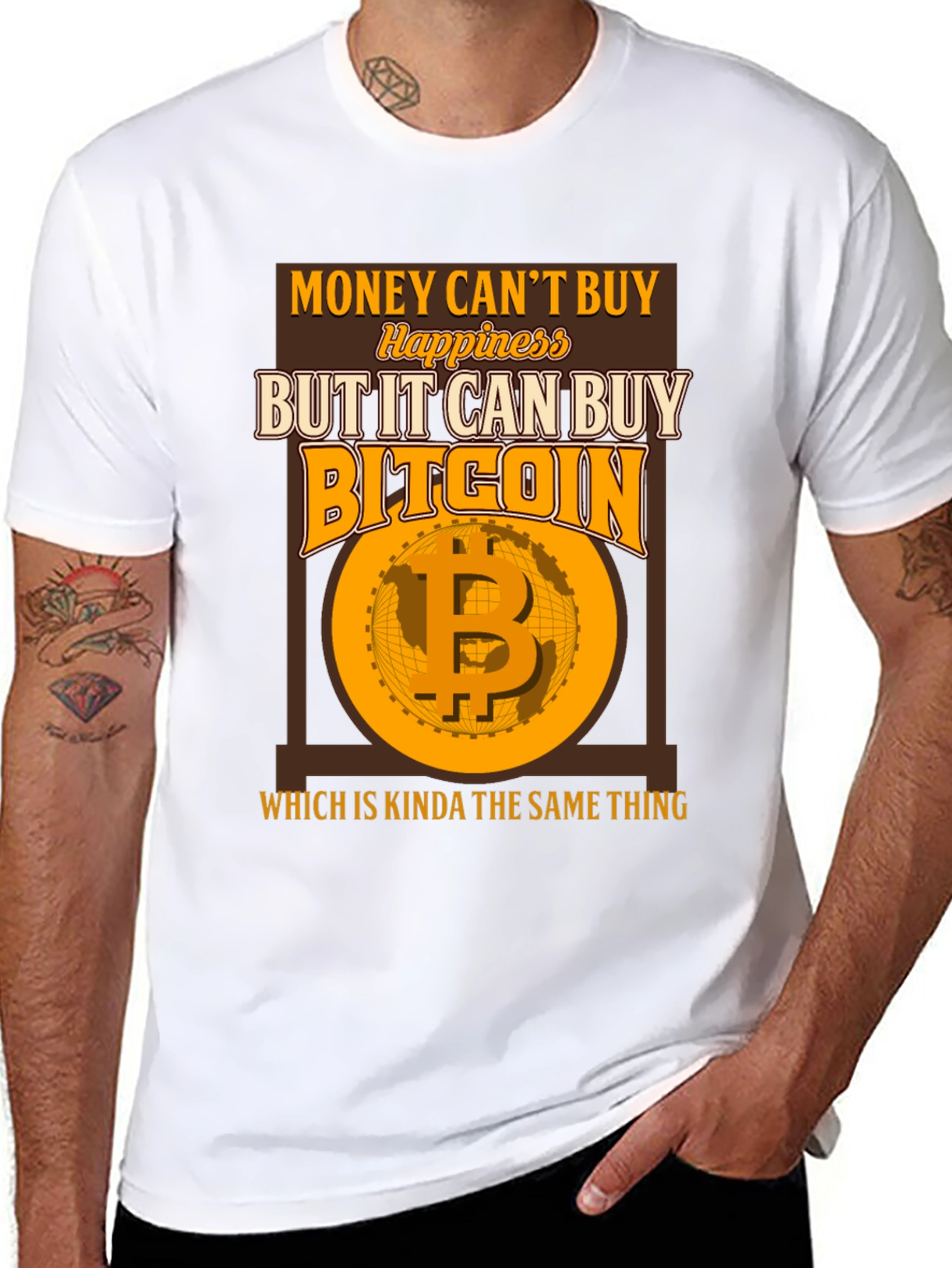 Bitcoin Graphic Tee: Money Cant Buy Happiness T-Shirt