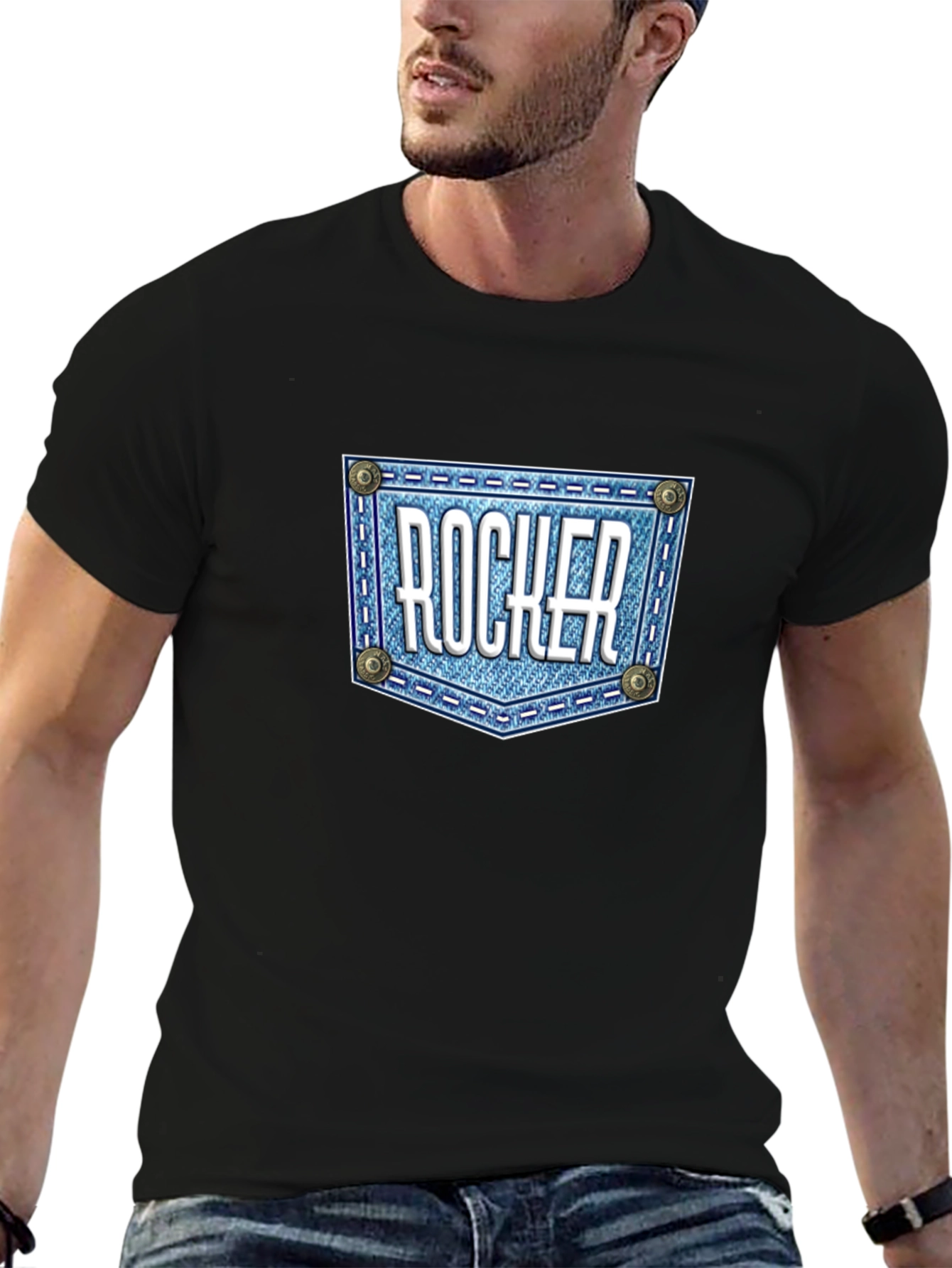 Rocker Denim Pocket Graphic T-Shirt