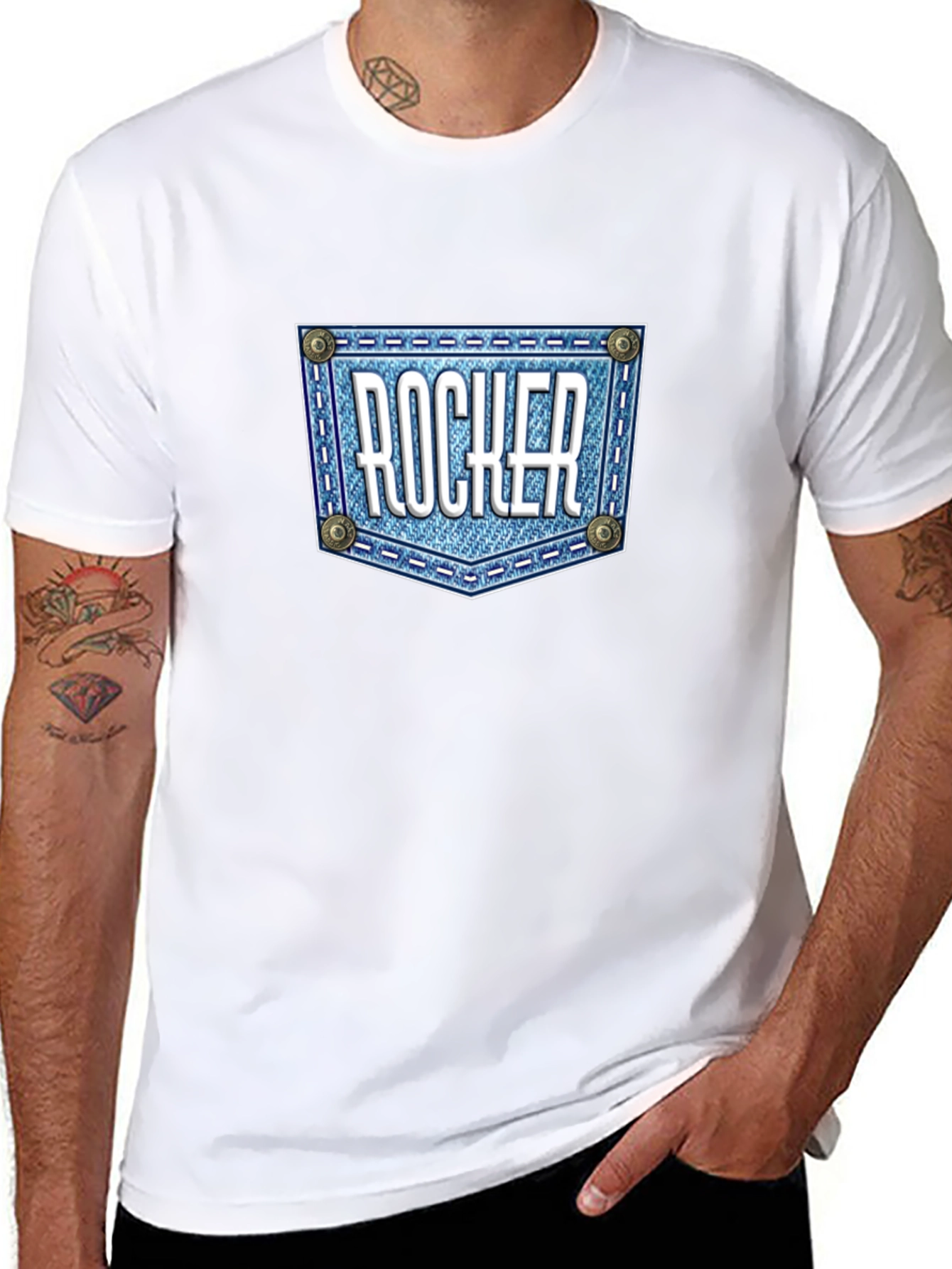 Rocker Denim Pocket Graphic T-Shirt