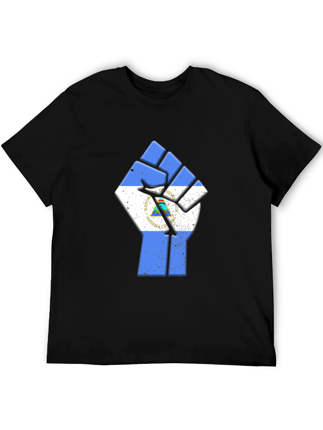 Nicaragua Flag Fist T-Shirt - Black Pride Tee
