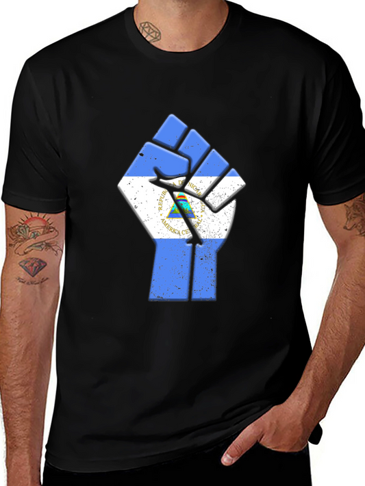 Nicaragua Flag Fist T-Shirt - Black Pride Tee
