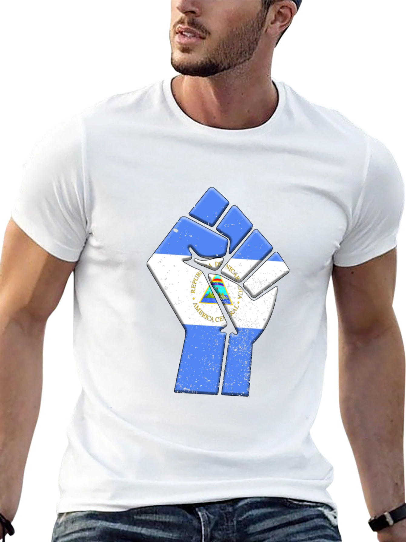Nicaragua Flag Fist T-Shirt - Black Pride Tee