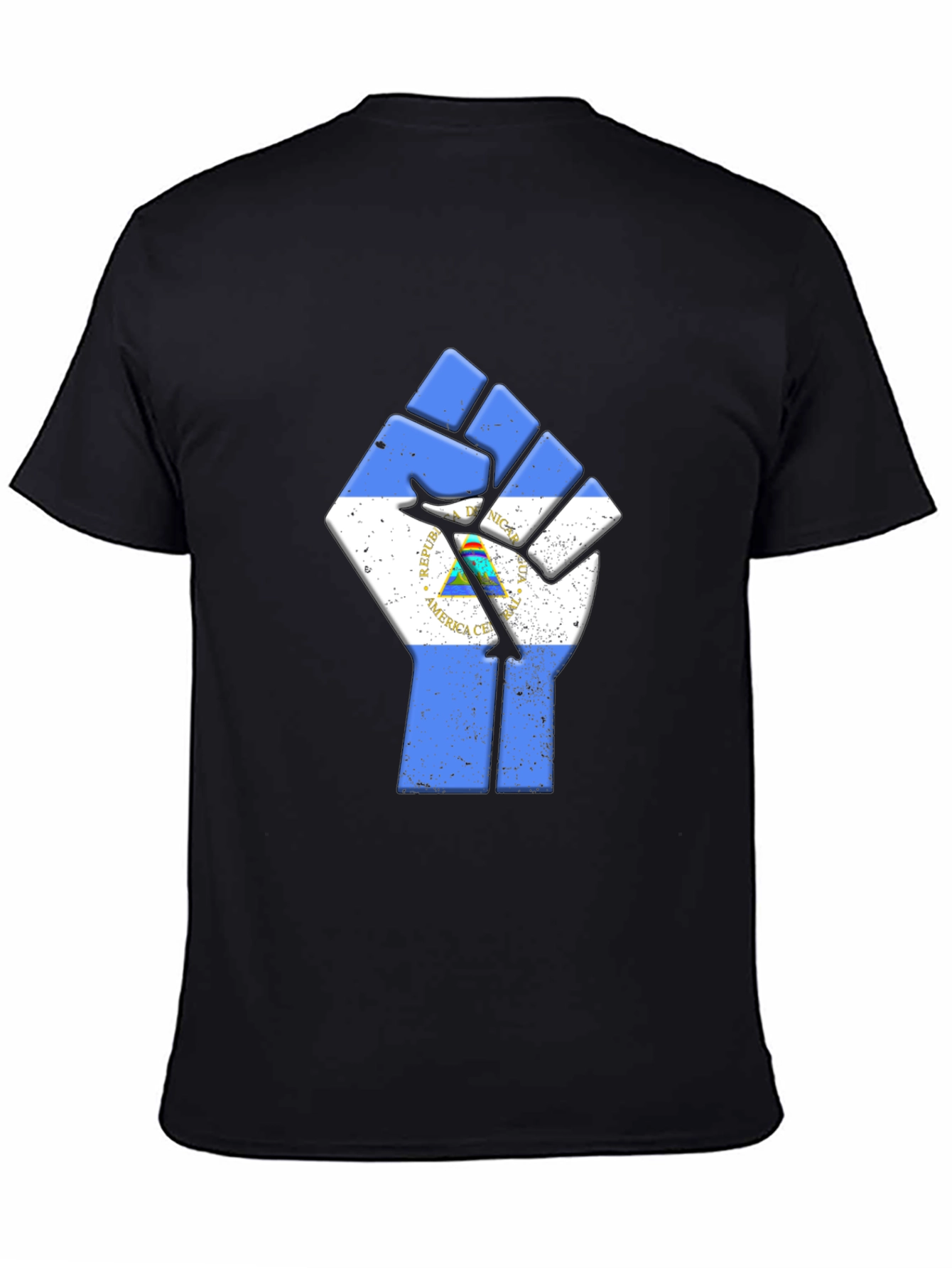 Nicaragua Flag Fist T-Shirt - Black Pride Tee