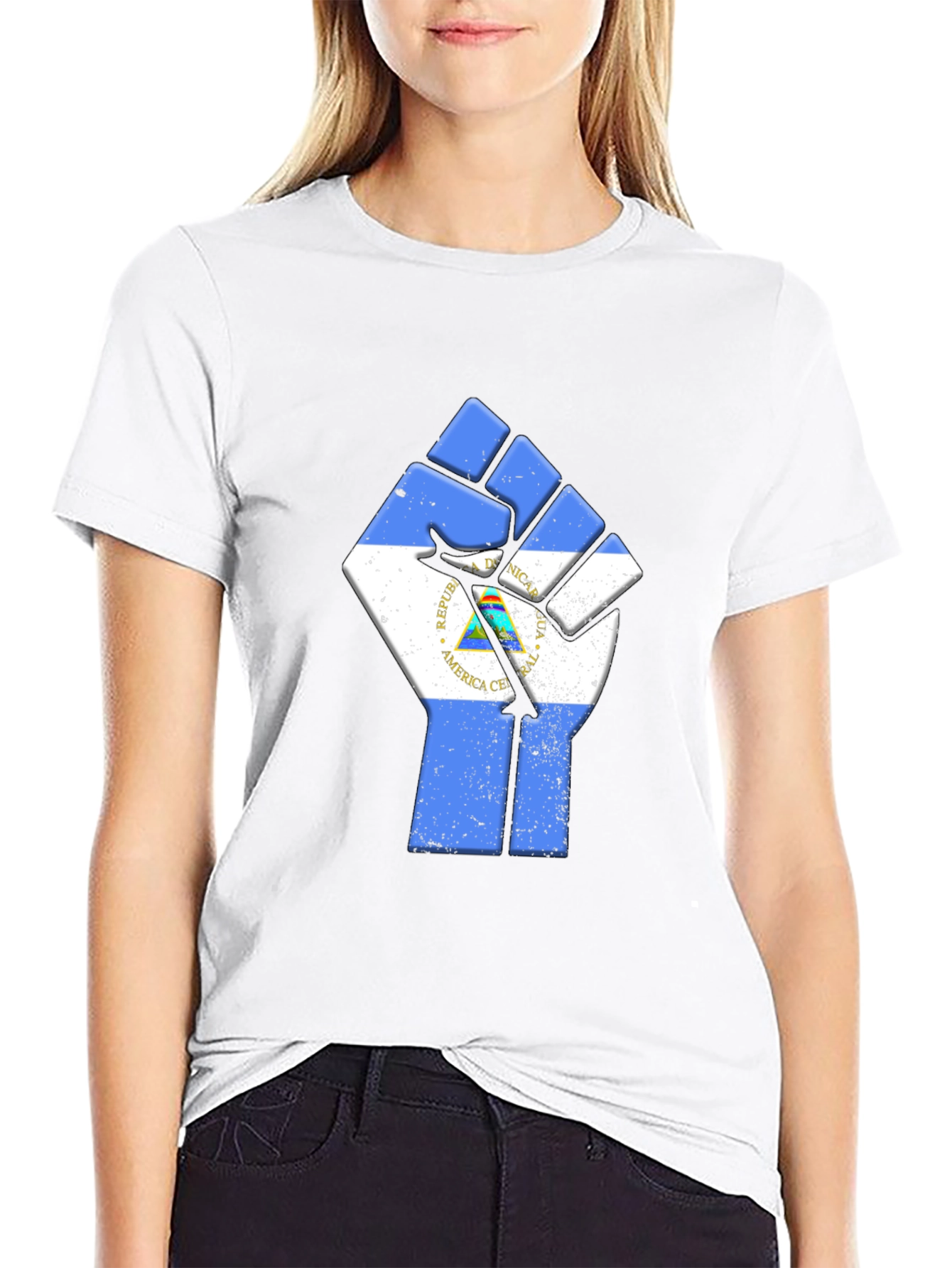 Nicaragua Flag Fist T-Shirt - Black Pride Tee