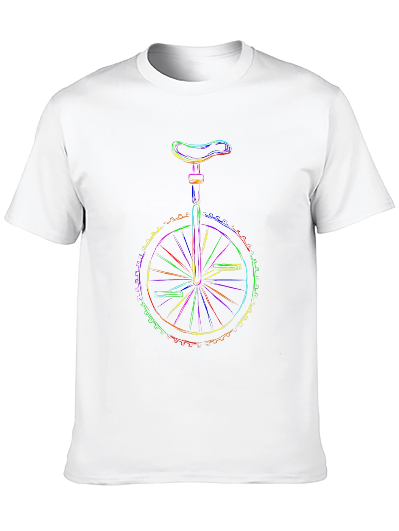 Rainbow Unicycle Graphic Print Black T-Shirt