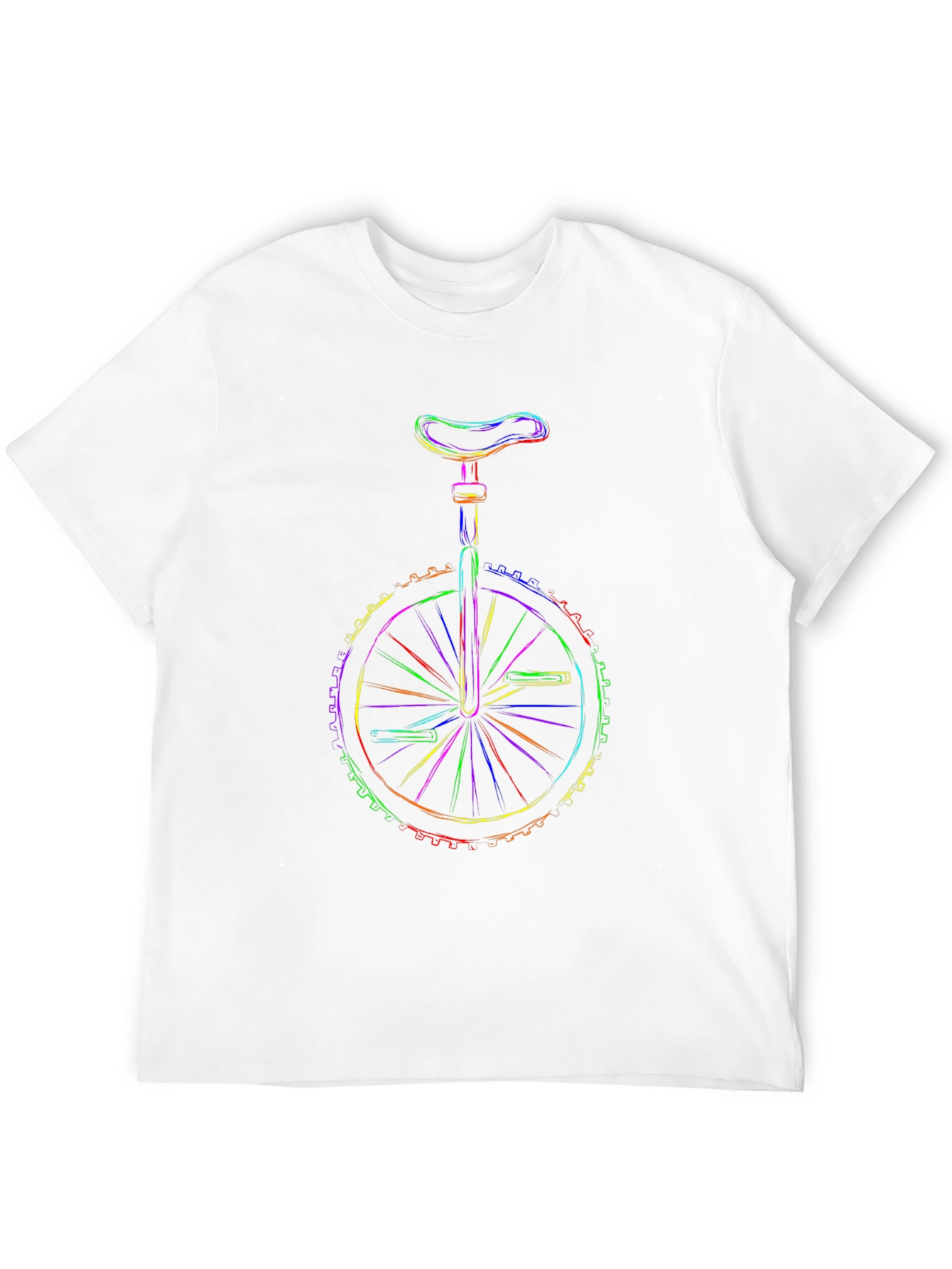 Rainbow Unicycle Graphic Print Black T-Shirt