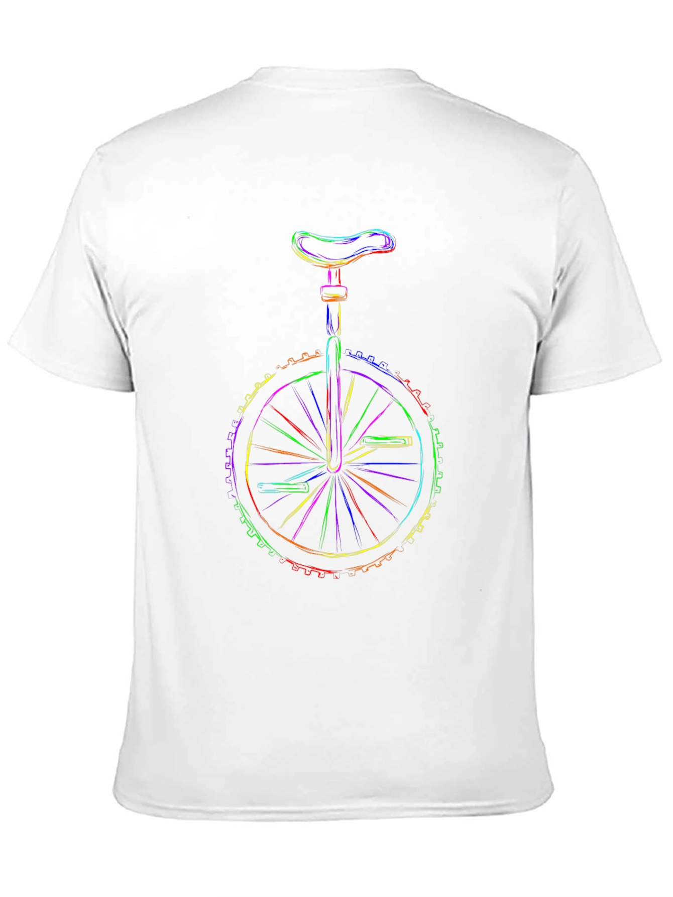 Rainbow Unicycle Graphic Print Black T-Shirt