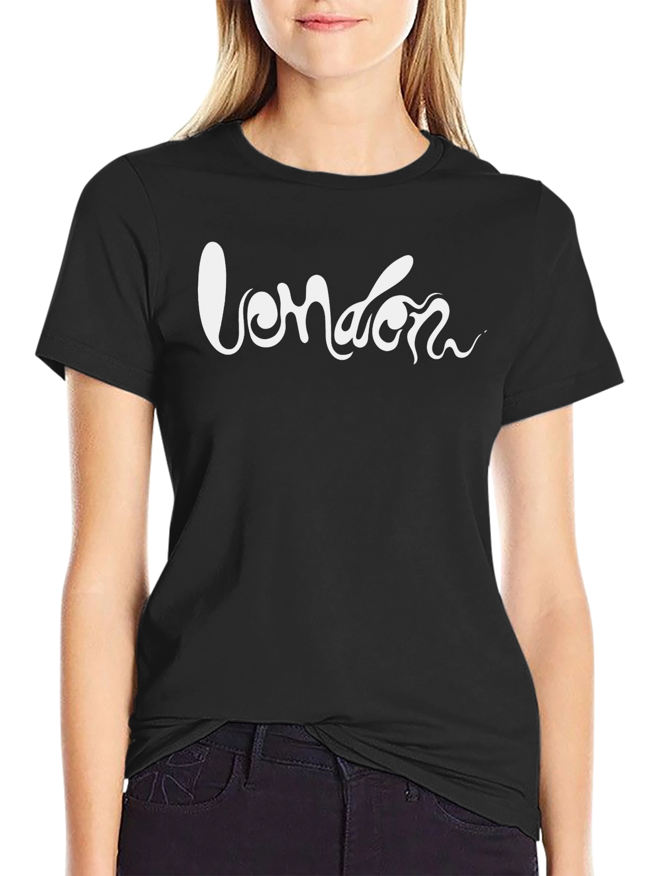 London Script Graphic T-Shirt - Casual Black Tee