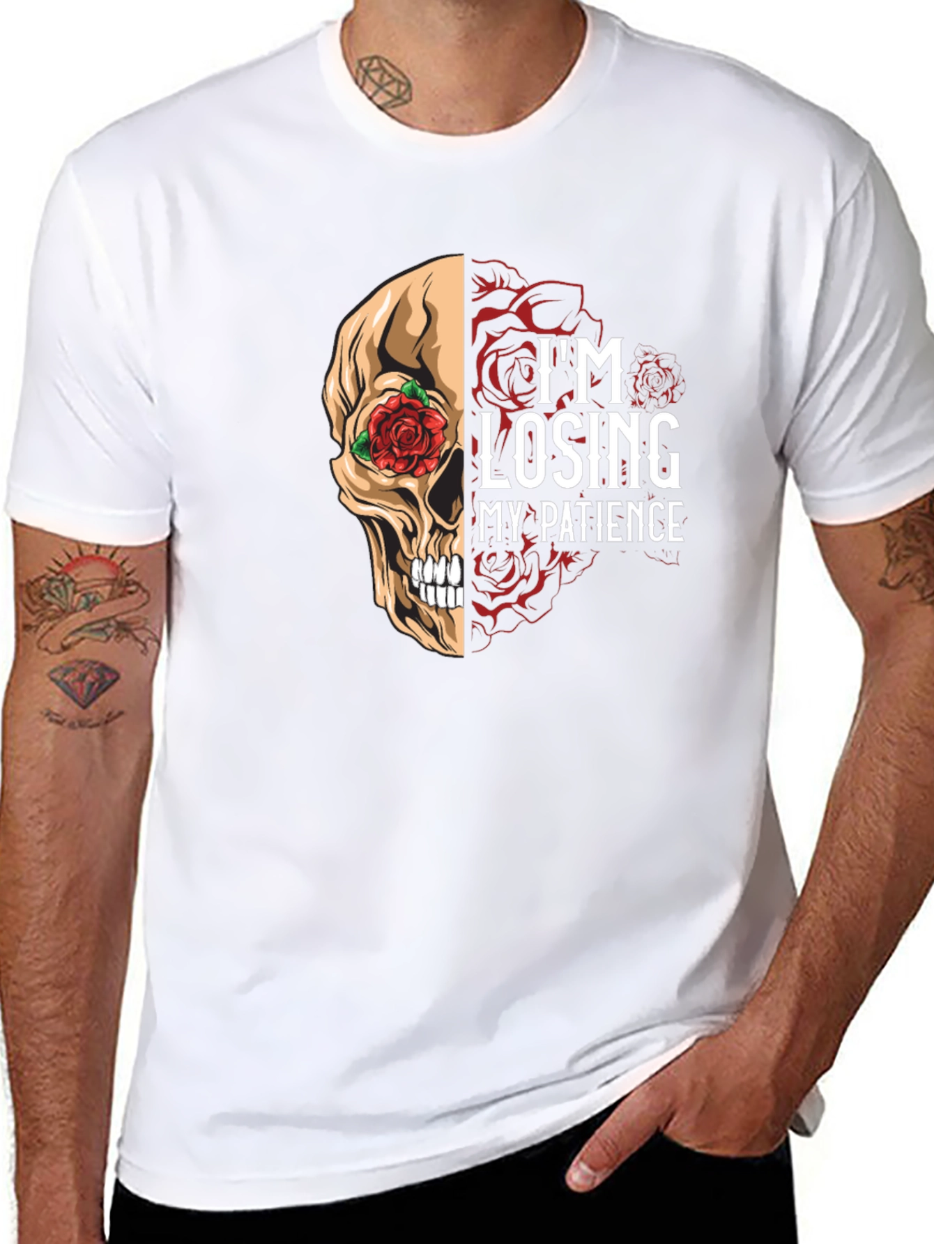 Losing Patience Skull & Roses Graphic Tee