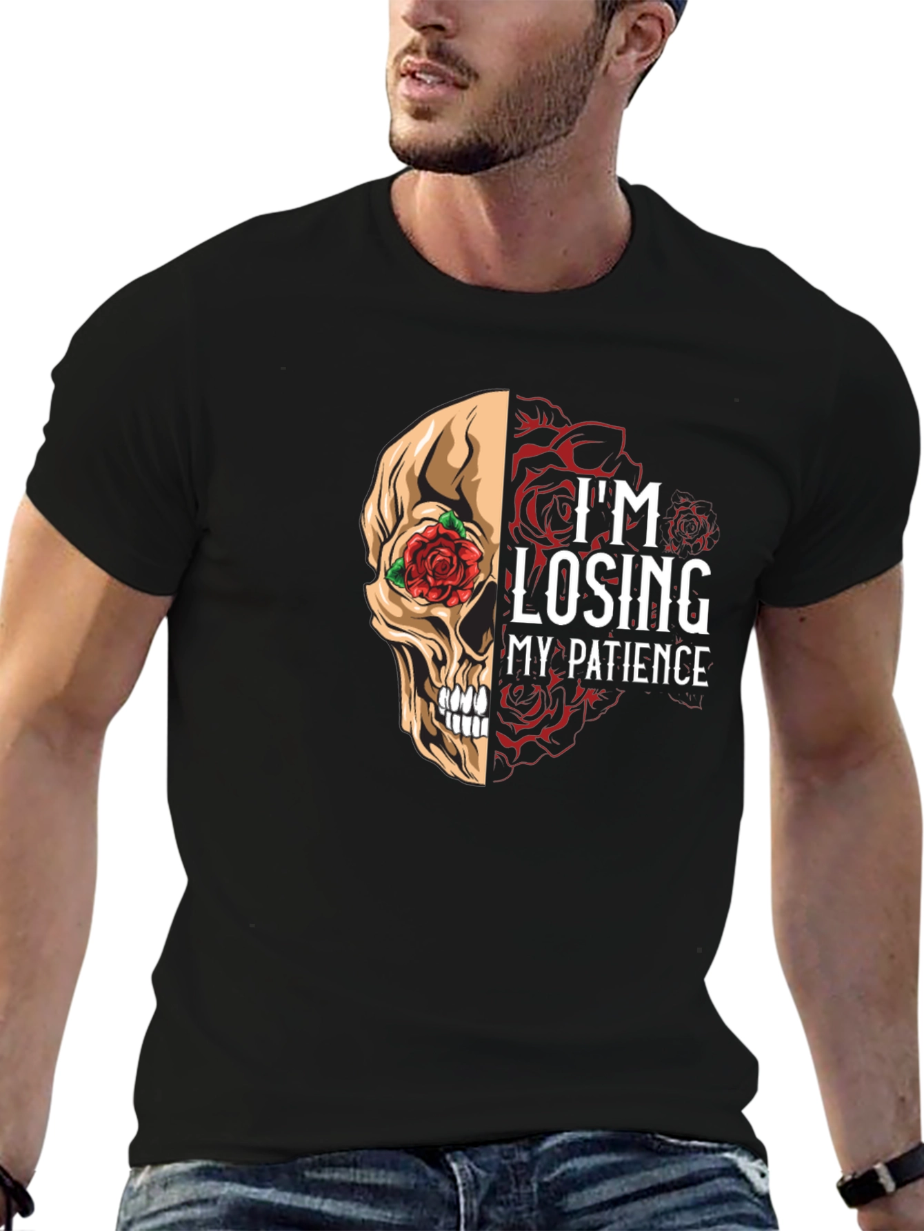 Losing Patience Skull & Roses Graphic Tee
