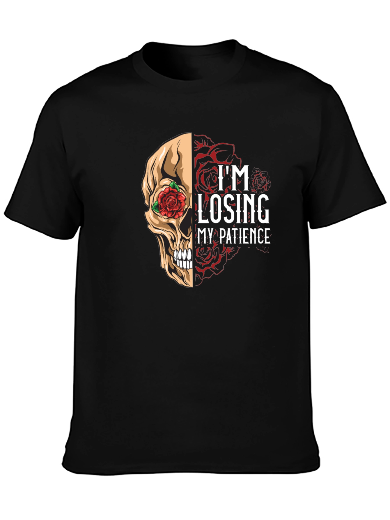 Losing Patience Skull & Roses Graphic Tee