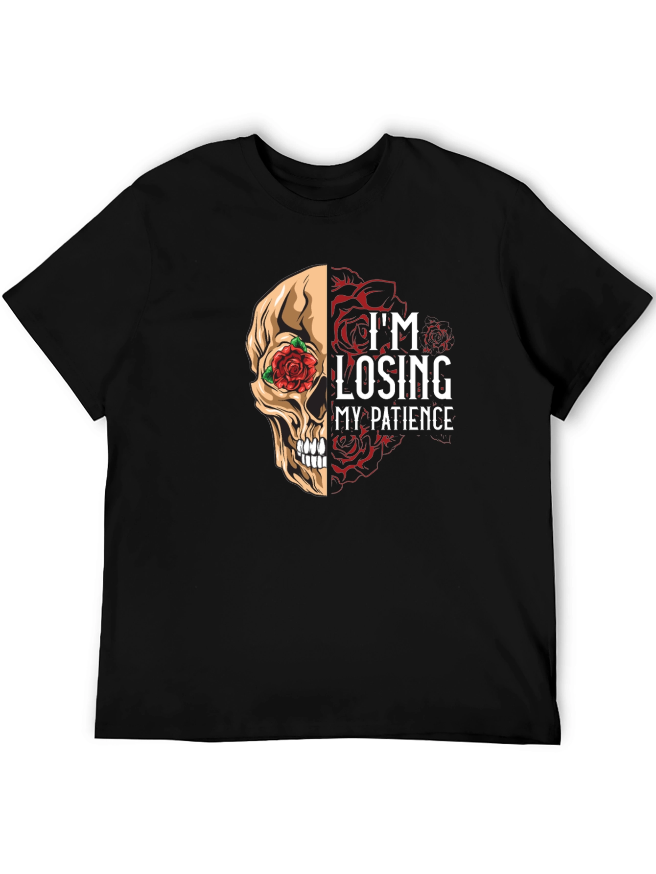 Losing Patience Skull & Roses Graphic Tee