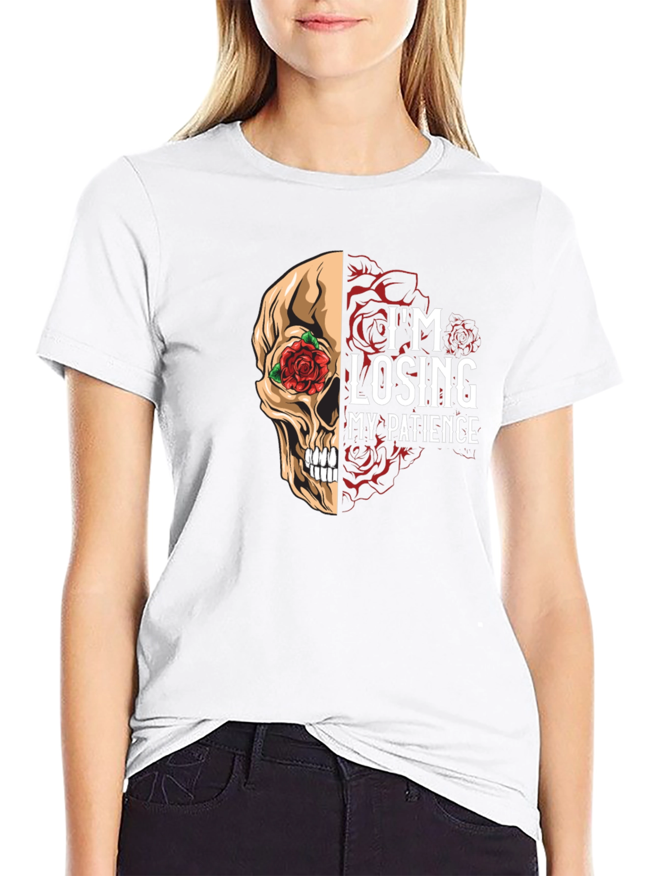 Losing Patience Skull & Roses Graphic Tee