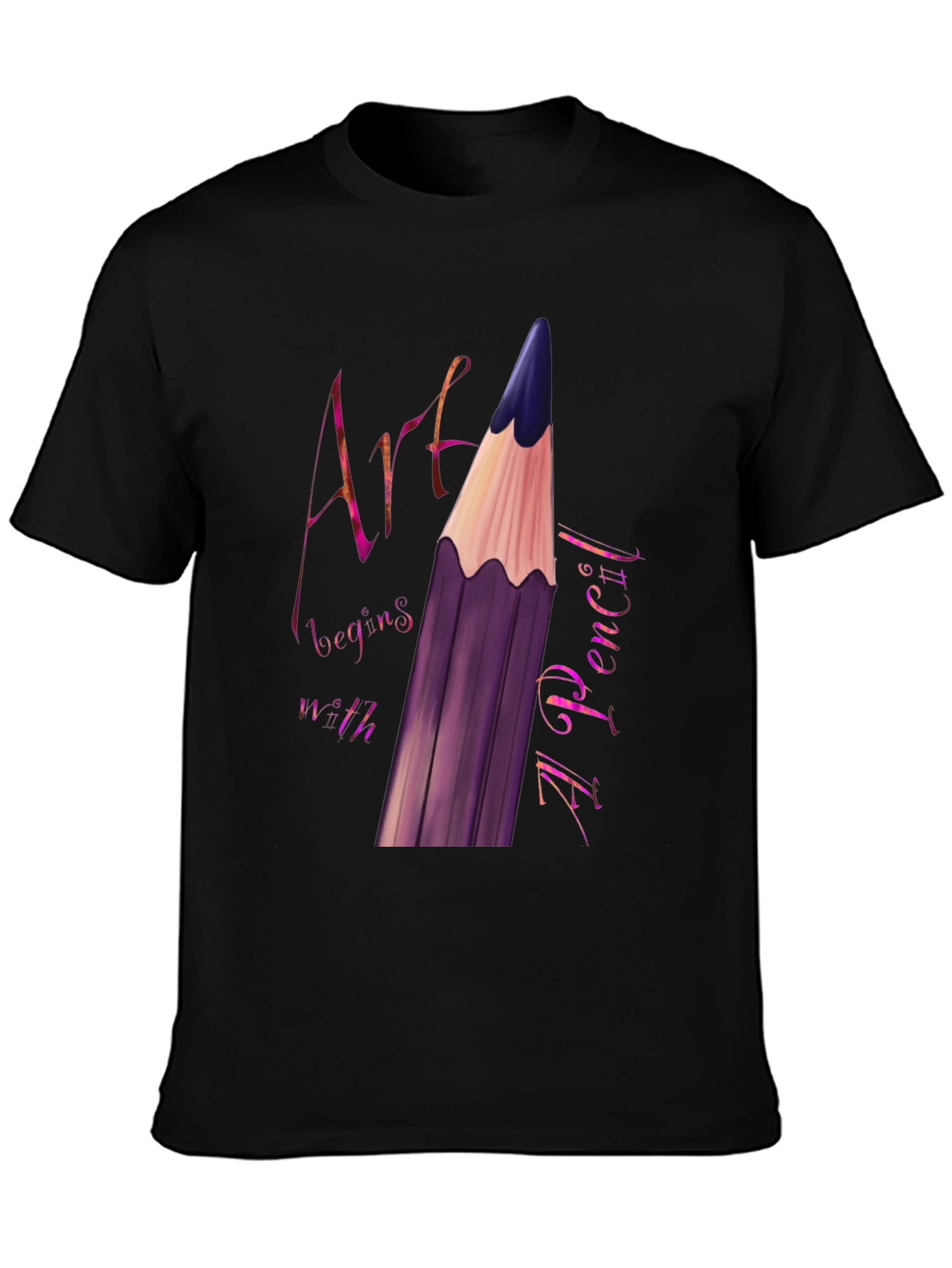 Art Begins With A Pencil Black Graphic Tee