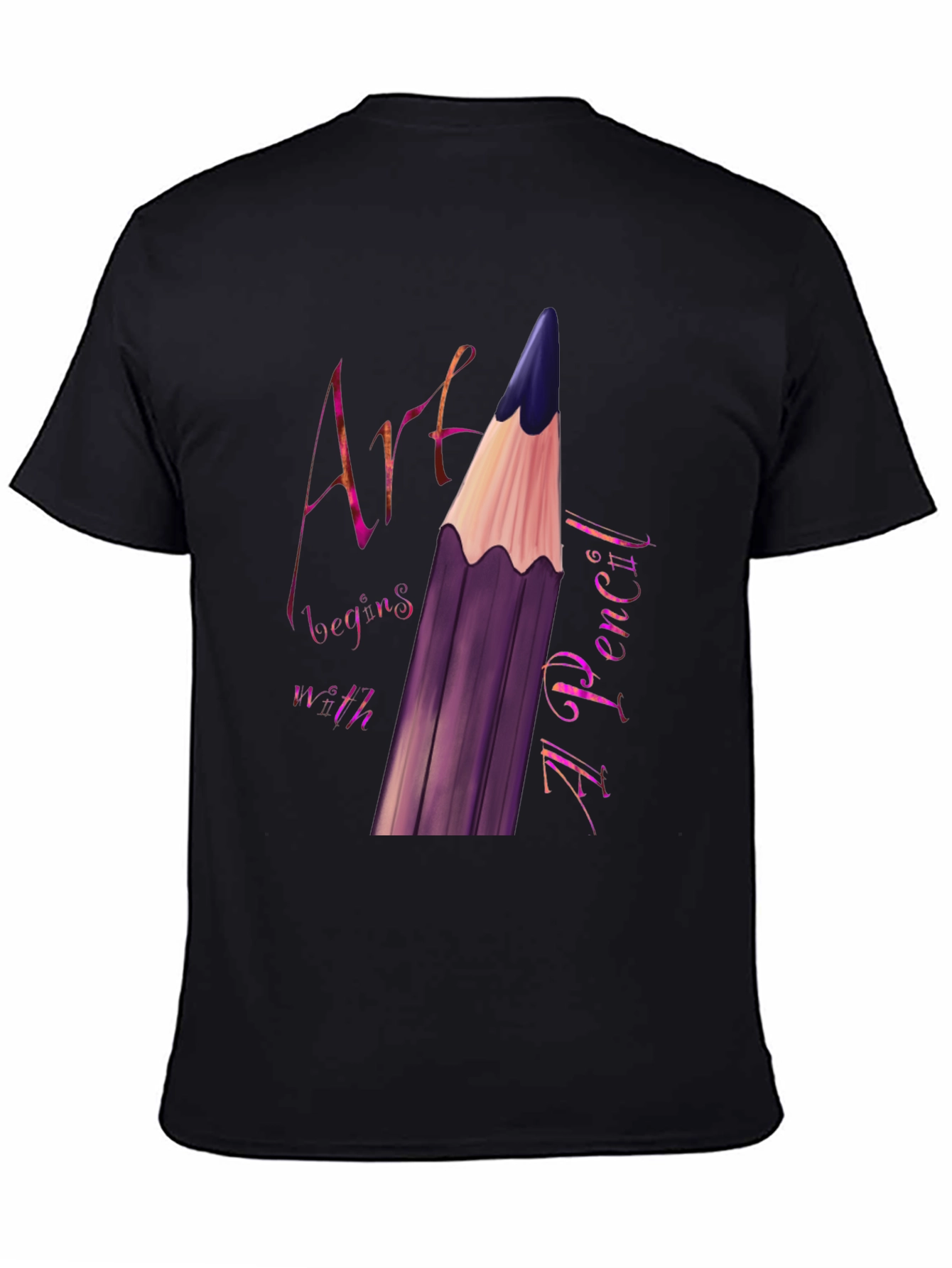 Art Begins With A Pencil Black Graphic Tee