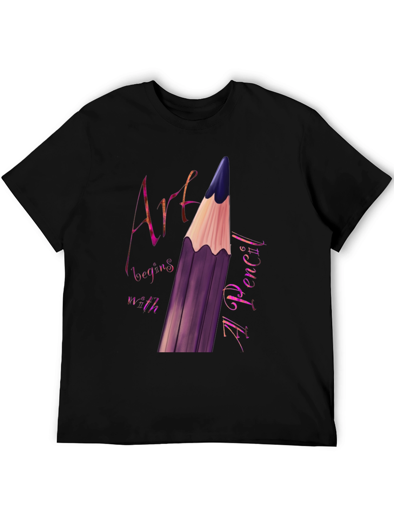 Art Begins With A Pencil Black Graphic Tee