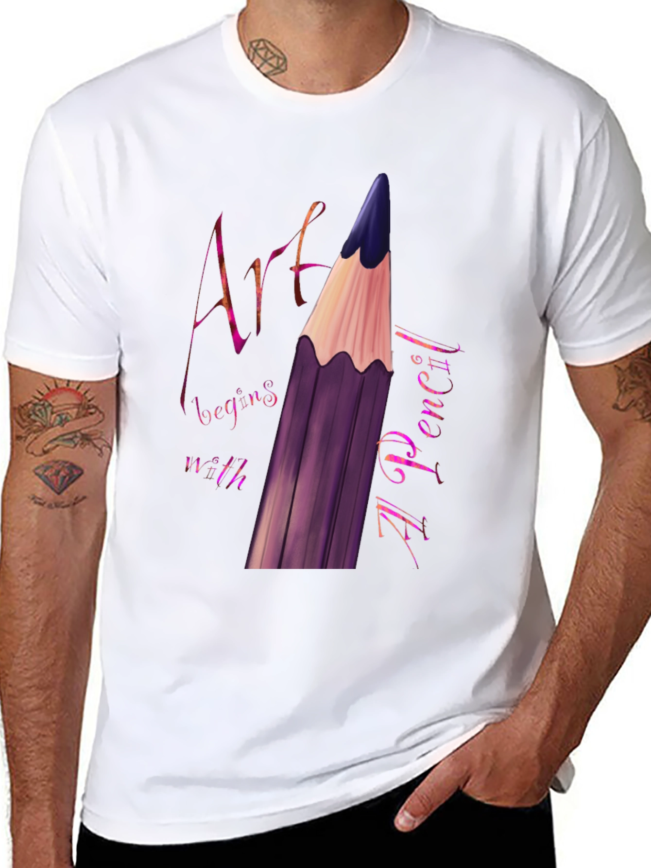 Art Begins With A Pencil Black Graphic Tee
