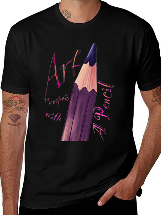 Art Begins With A Pencil Black Graphic Tee