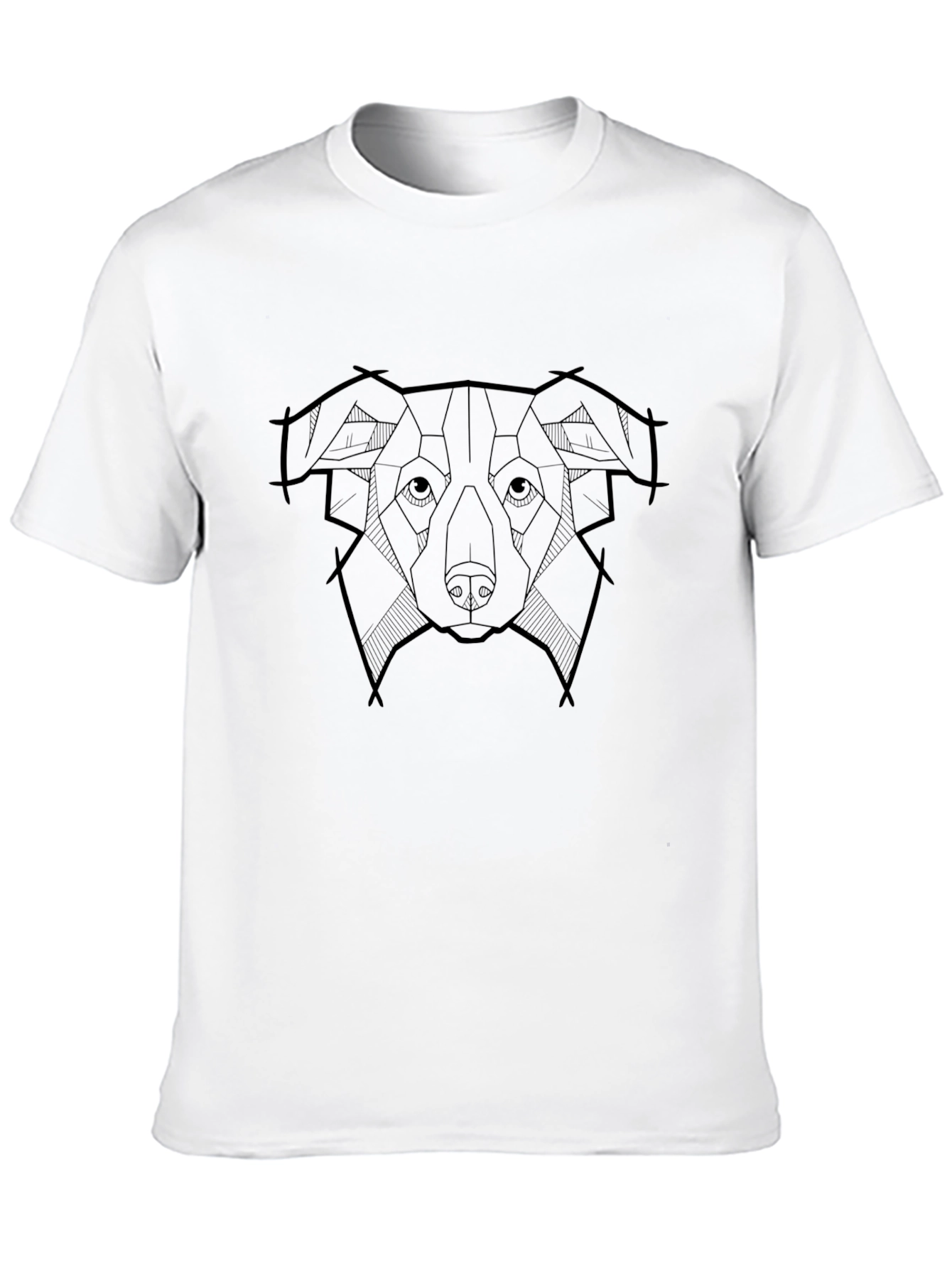 Geometric Dog Head Graphic Black T-Shirt